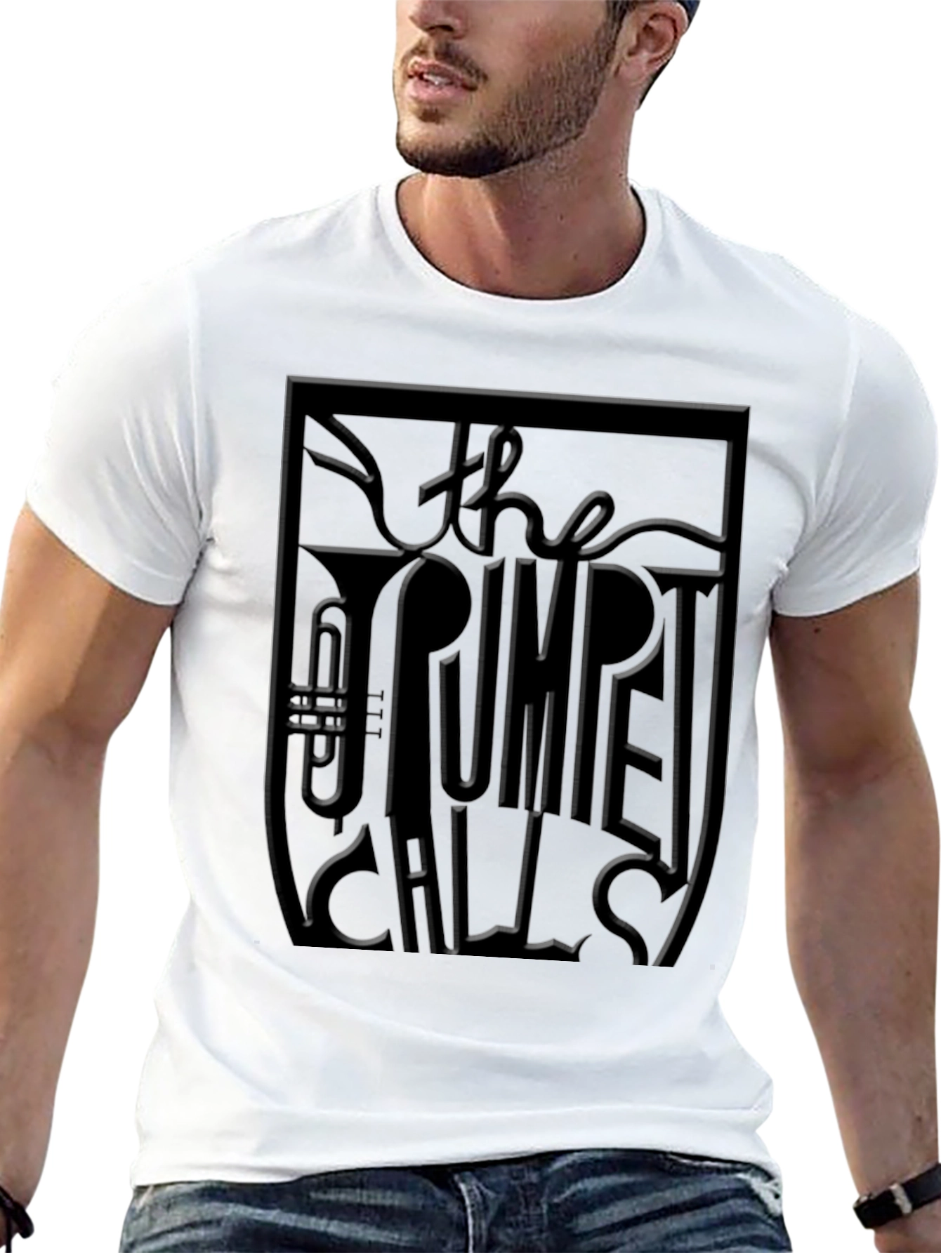 The Trumpet Call Embossed Graphic Tee - Black