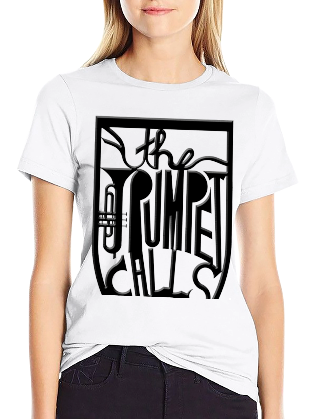 The Trumpet Call Embossed Graphic Tee - Black