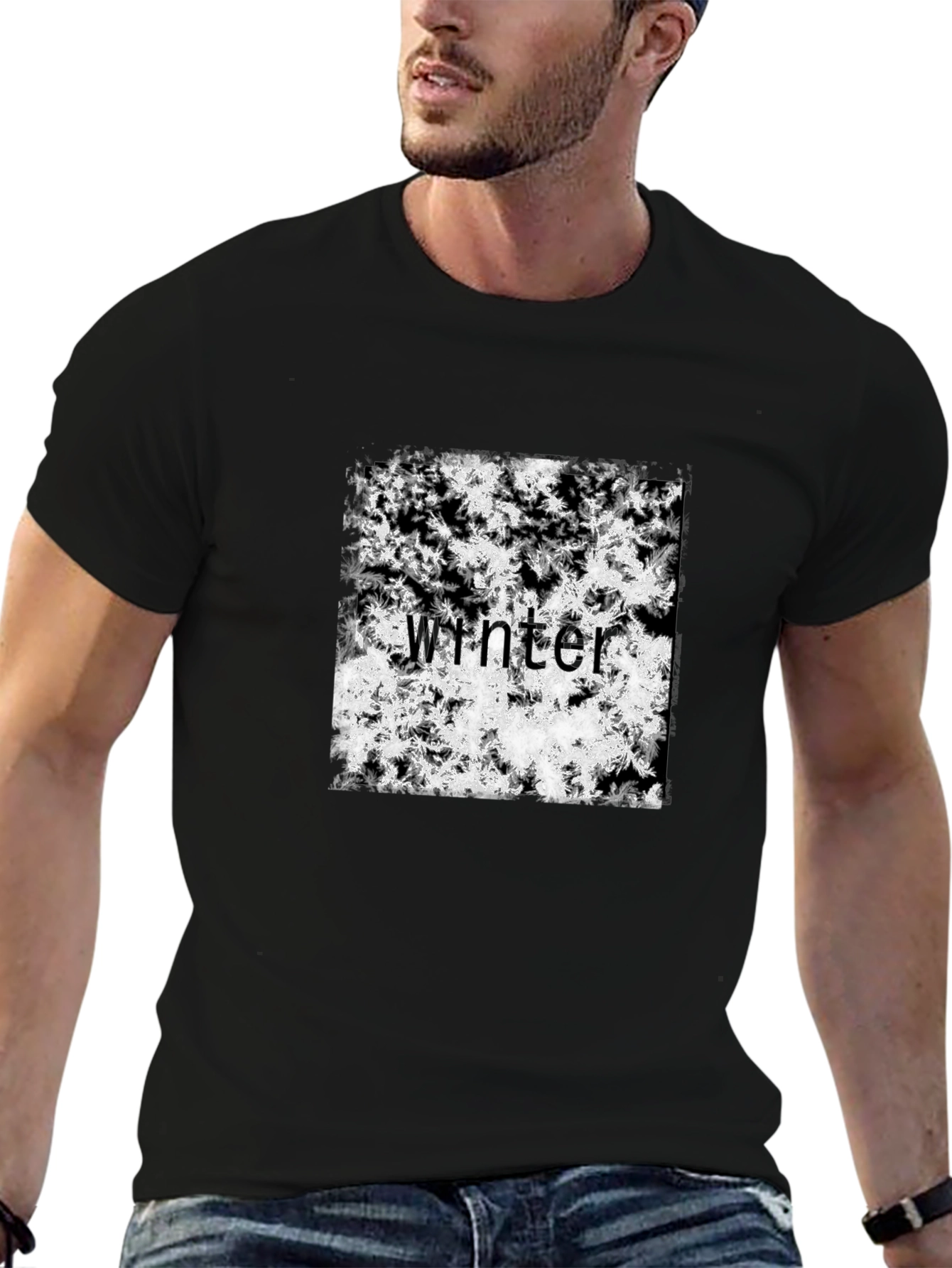Winter Snowflake T-Shirt - Black Cotton Tee