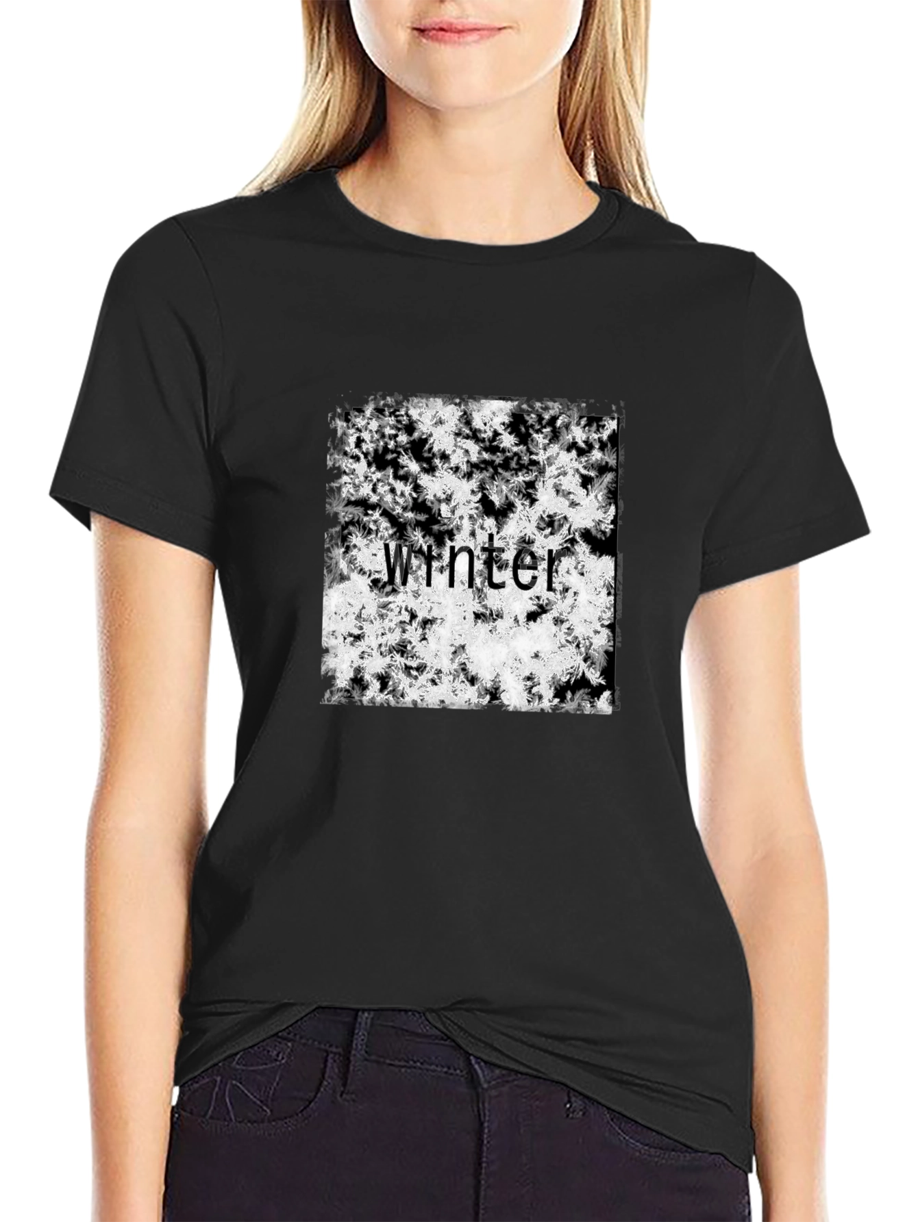 Winter Snowflake T-Shirt - Black Cotton Tee