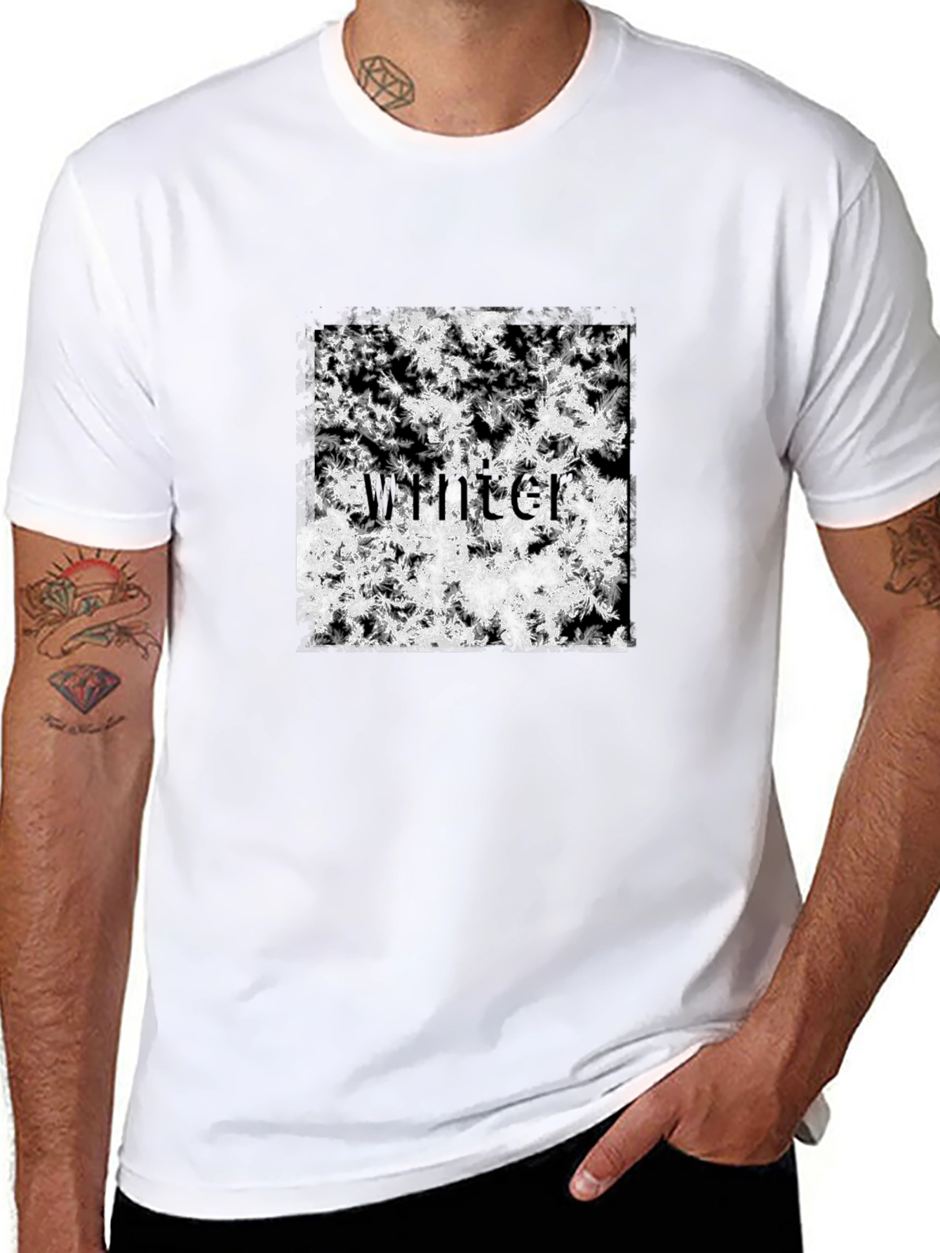 Winter Snowflake T-Shirt - Black Cotton Tee