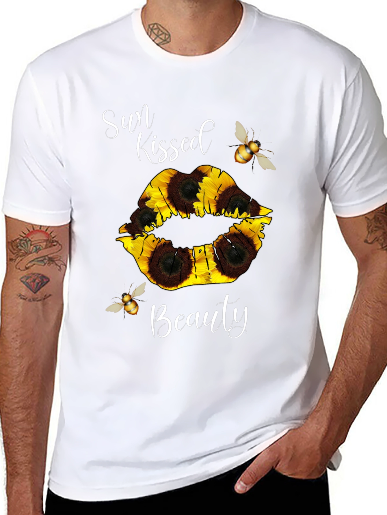 Sun Kissed Beauty Sunflower Lip T-Shirt