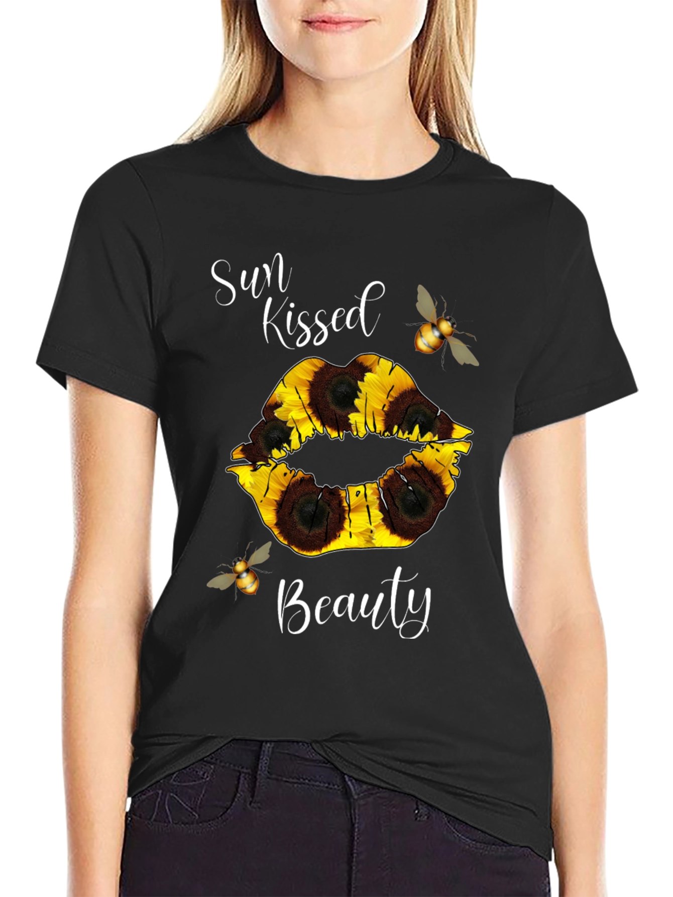 Sun Kissed Beauty Sunflower Lip T-Shirt
