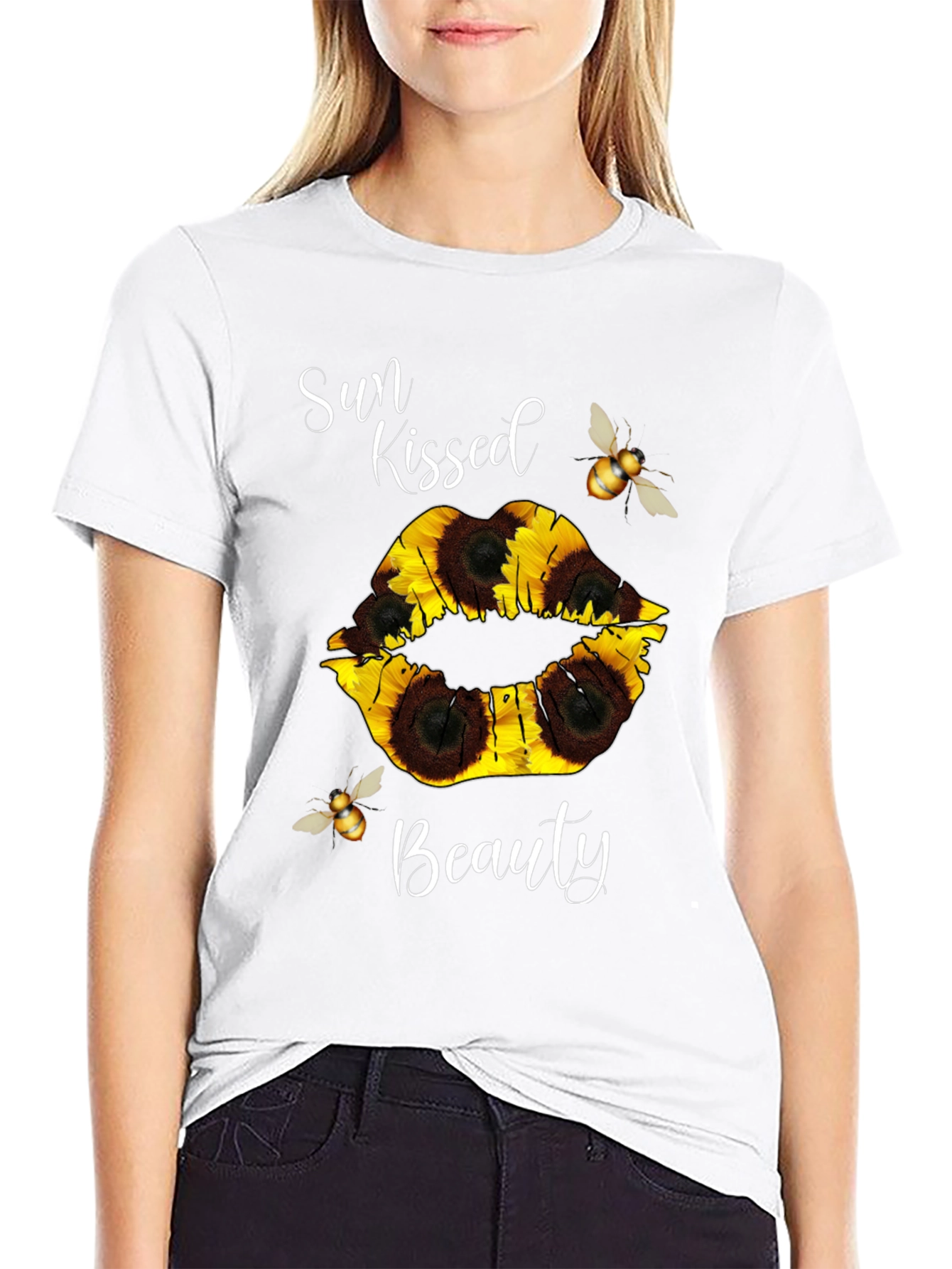 Sun Kissed Beauty Sunflower Lip T-Shirt