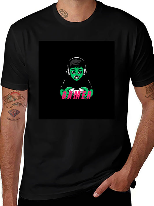 Gamer Graphic T-Shirt - Black Cotton Tee