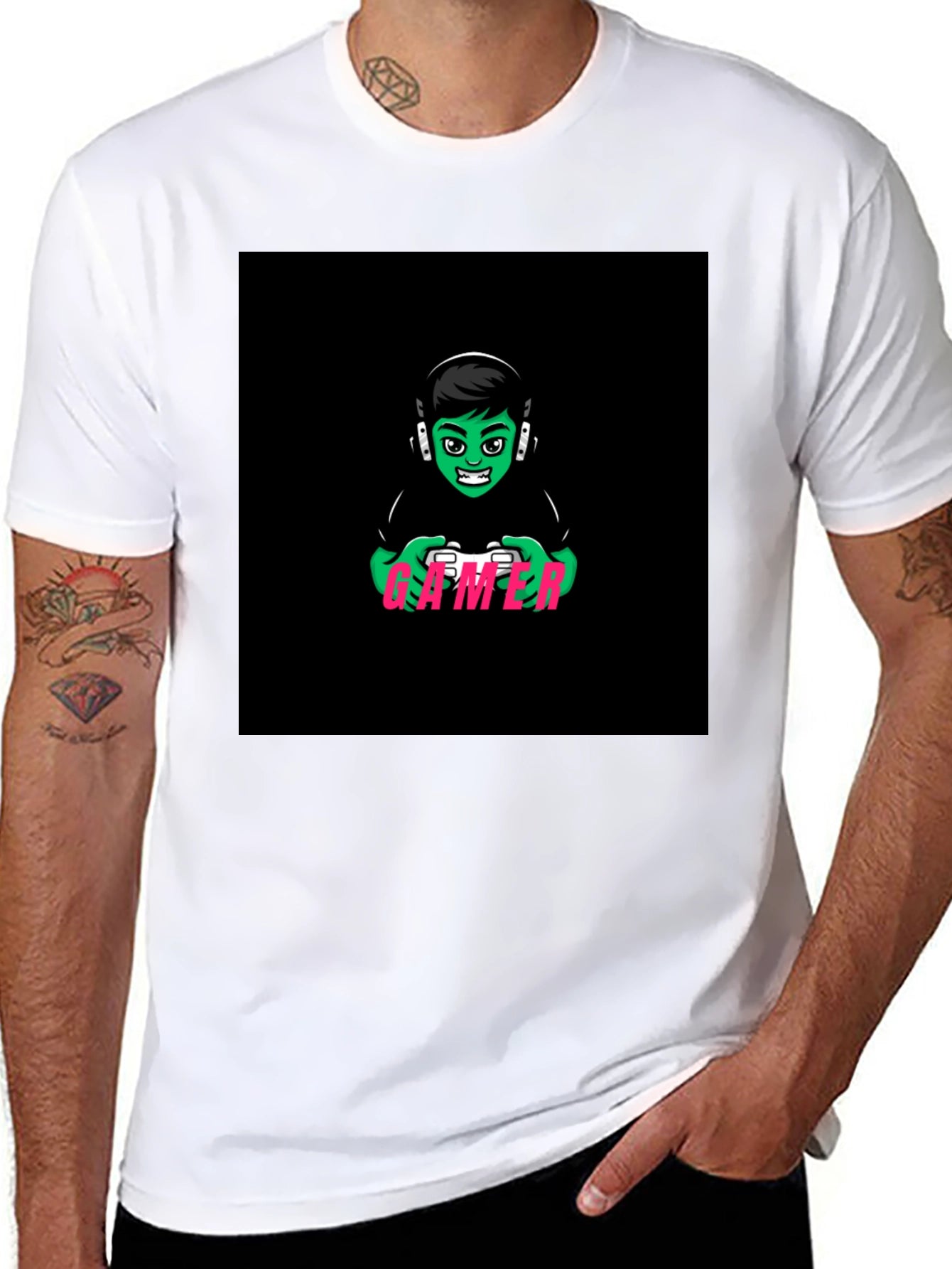 Gamer Graphic T-Shirt - Black Cotton Tee