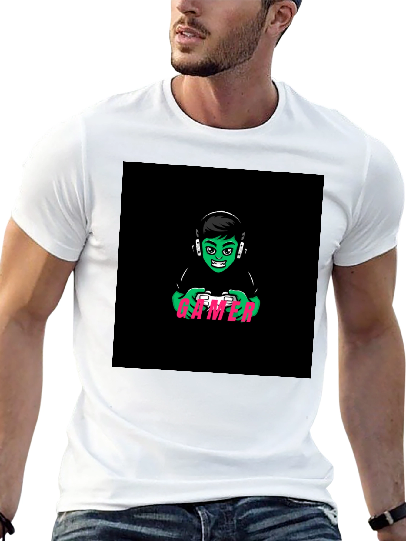 Gamer Graphic T-Shirt - Black Cotton Tee