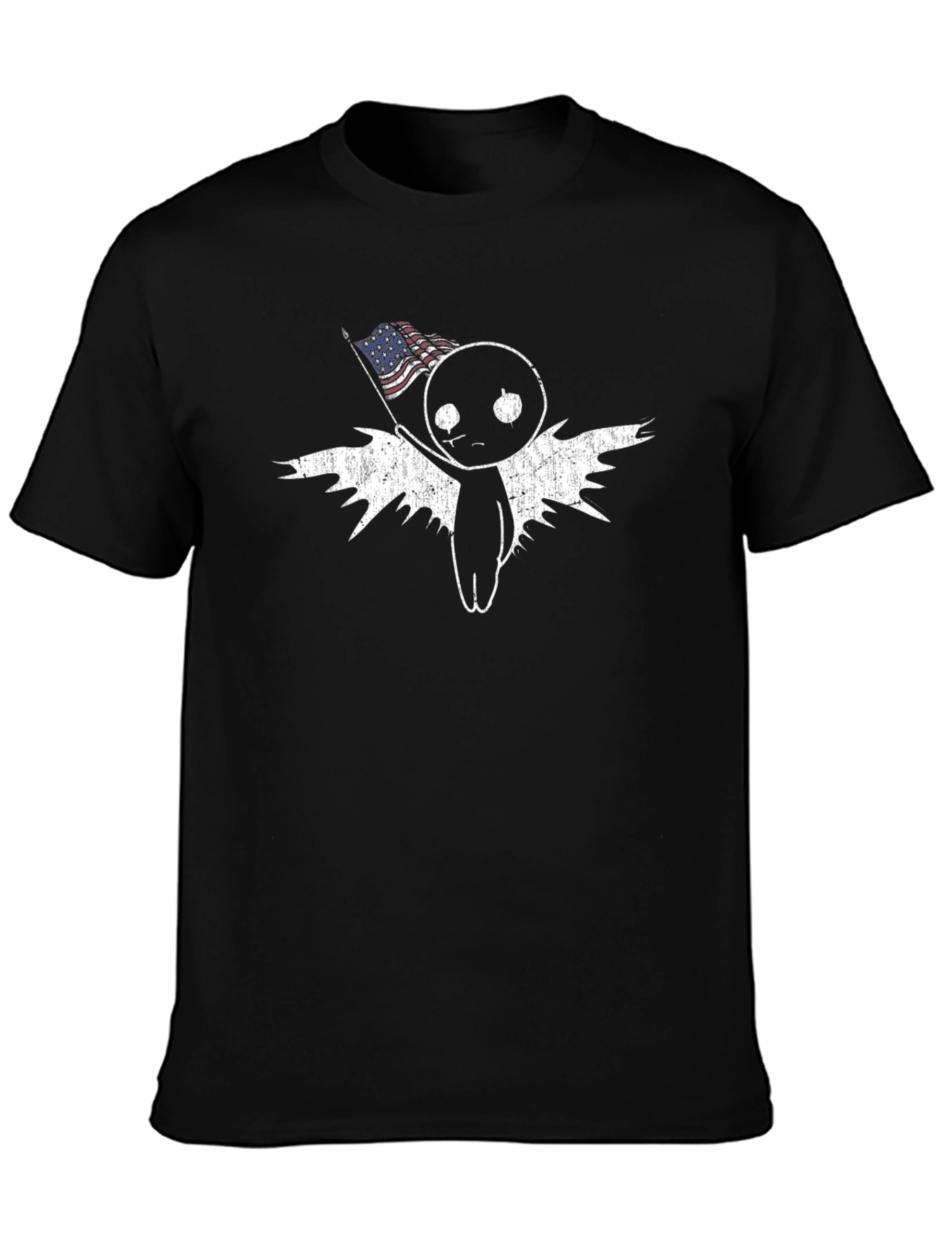 American Flag Angel Graphic Tee - Black