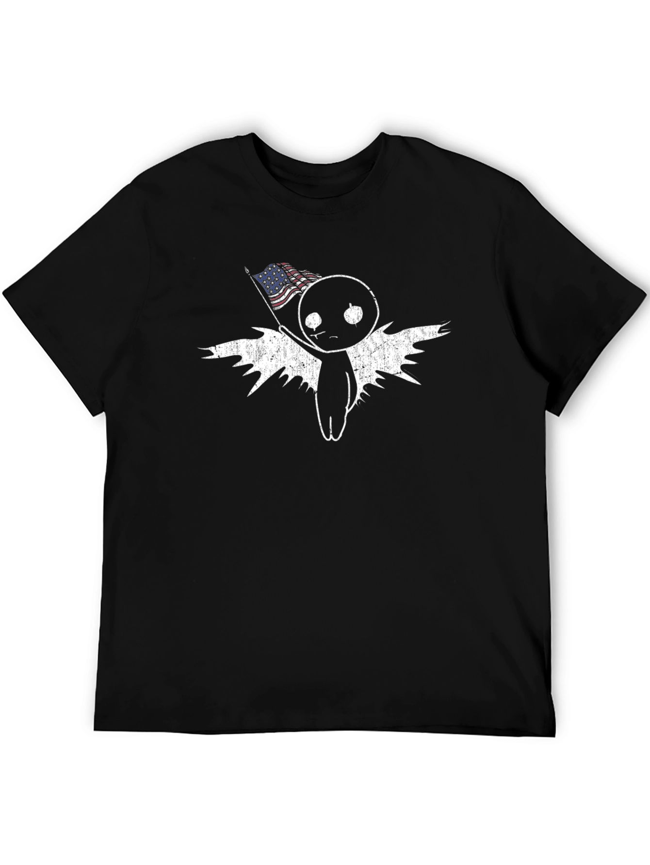 American Flag Angel Graphic Tee - Black