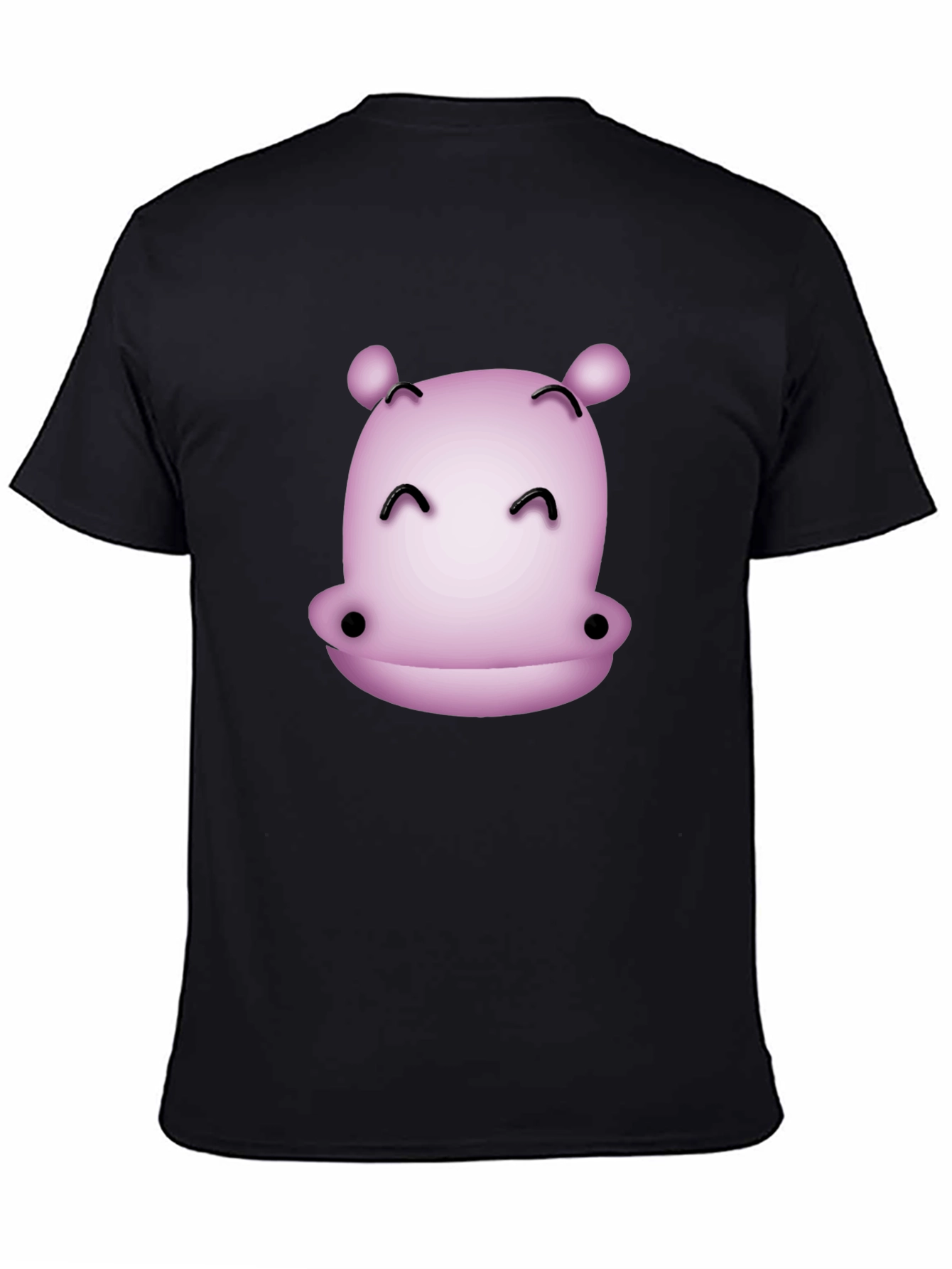 Cute Hippo Graphic T-Shirt - Black Casual Tee
