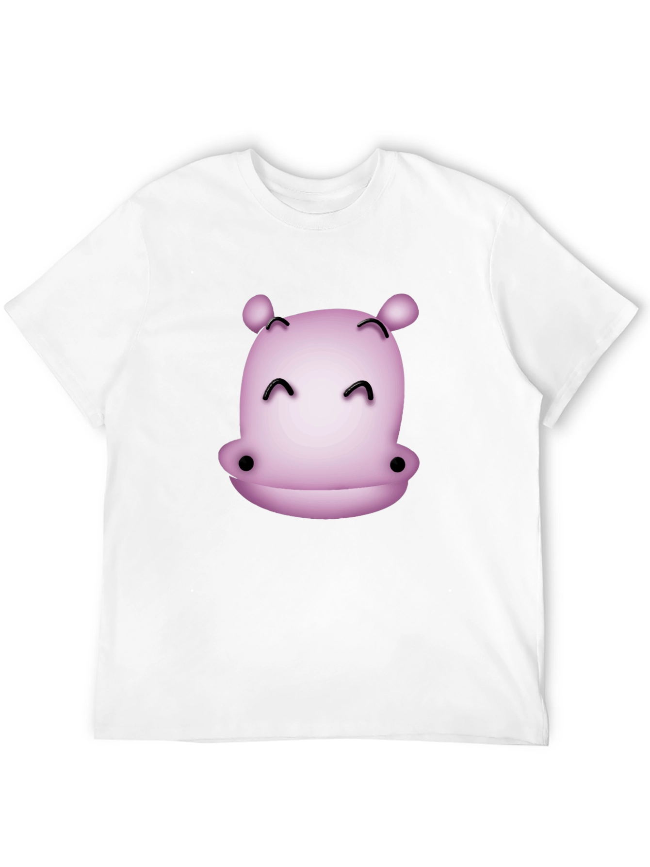 Cute Hippo Graphic T-Shirt - Black Casual Tee