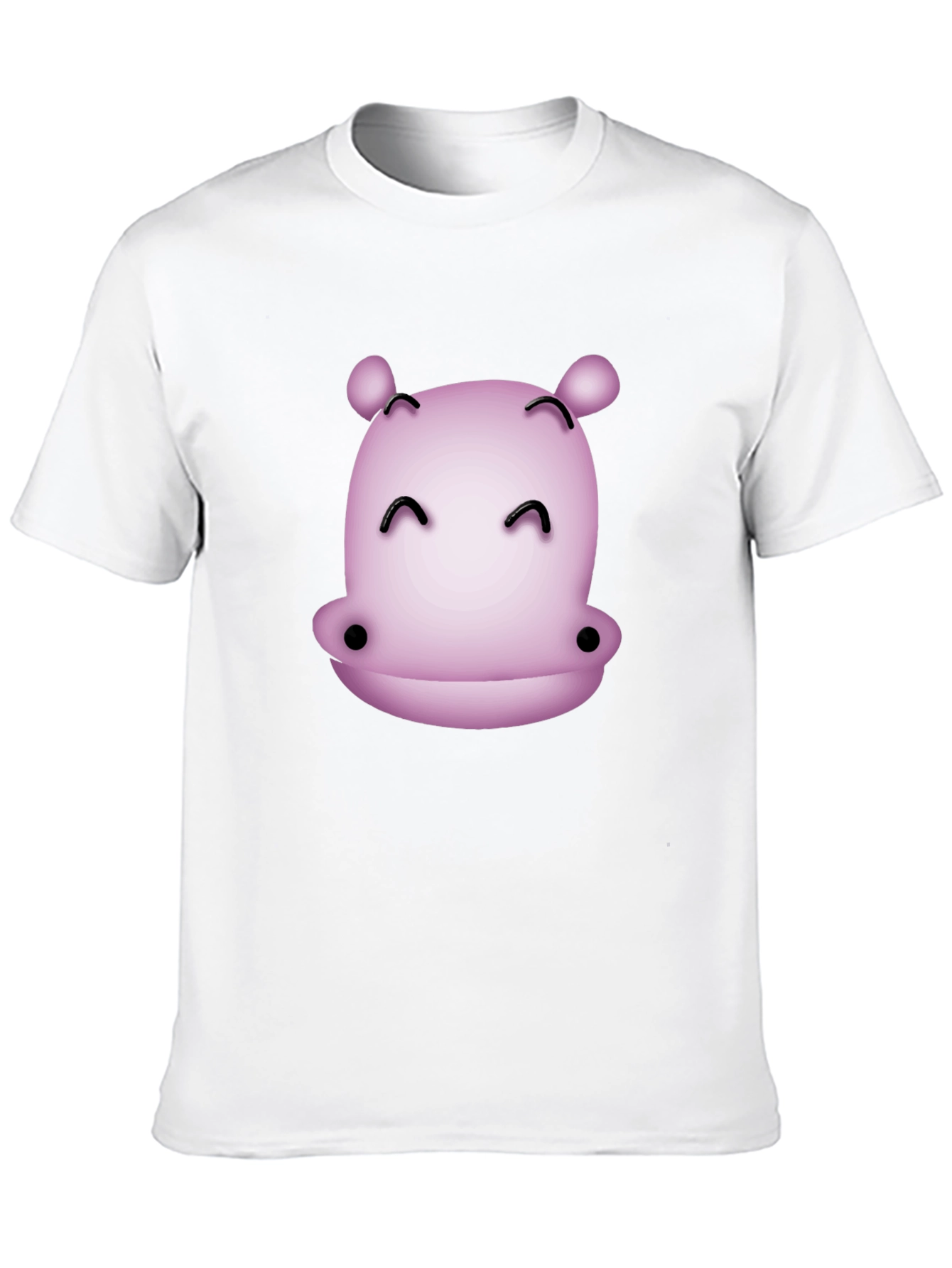 Cute Hippo Graphic T-Shirt - Black Casual Tee