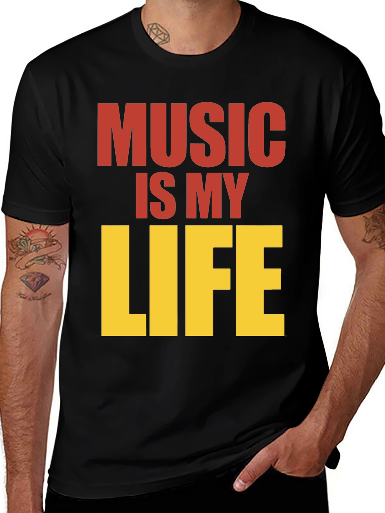 Music is My Life Graphic Tee - Black
