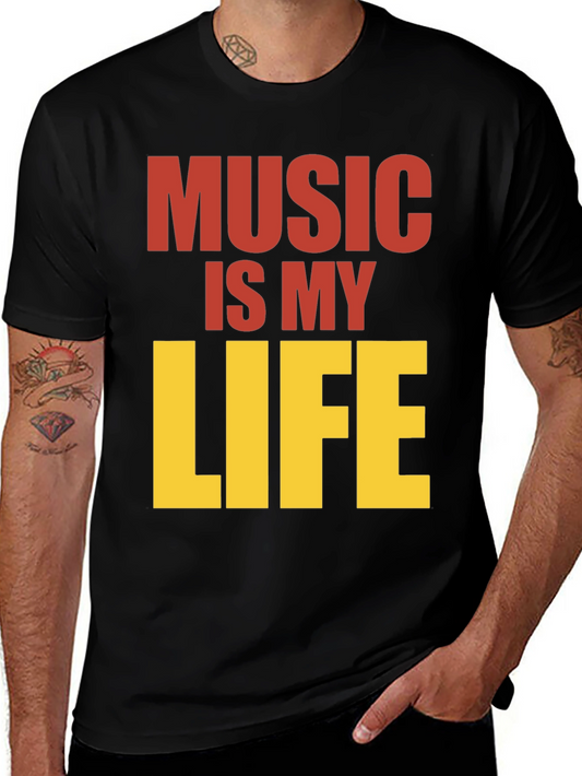 Music is My Life Graphic Tee - Black