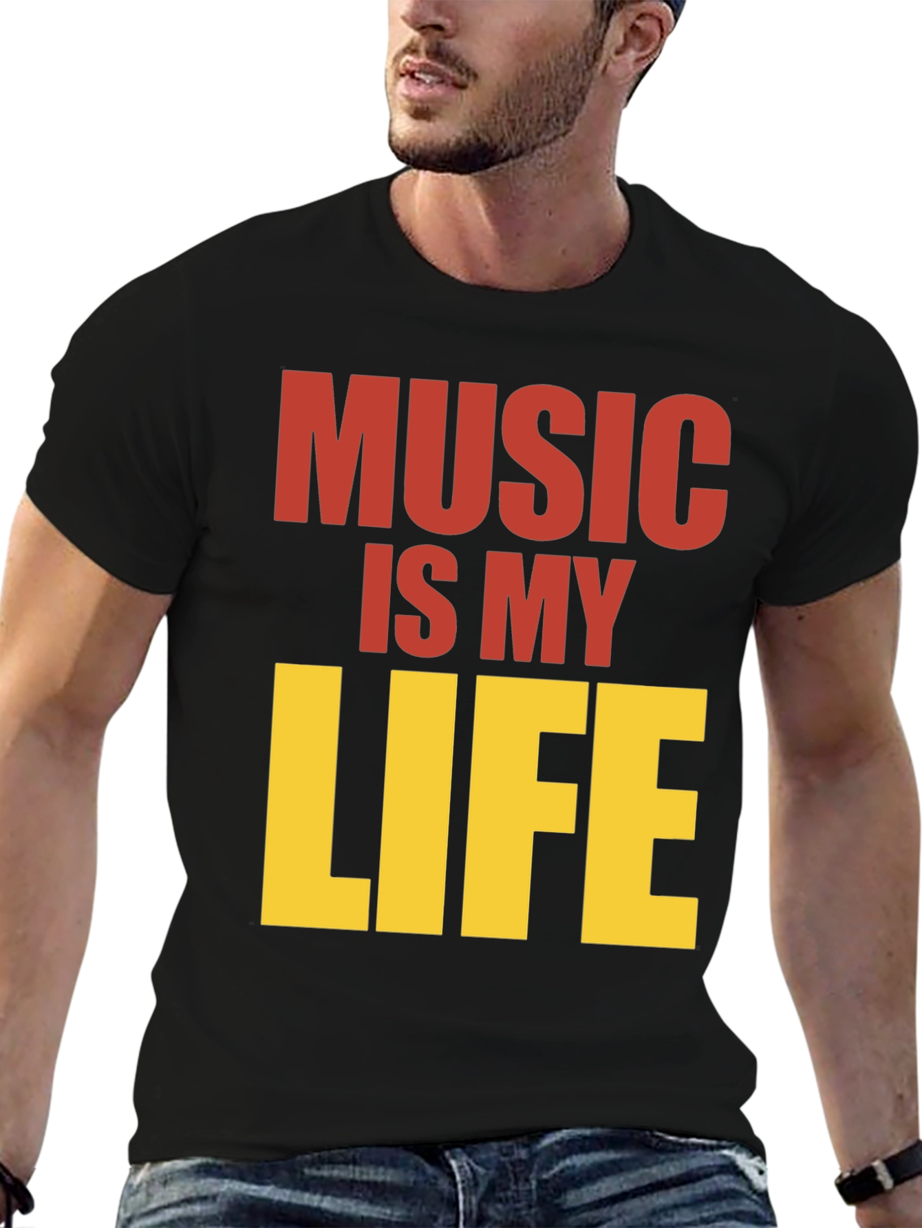 Music is My Life Graphic Tee - Black