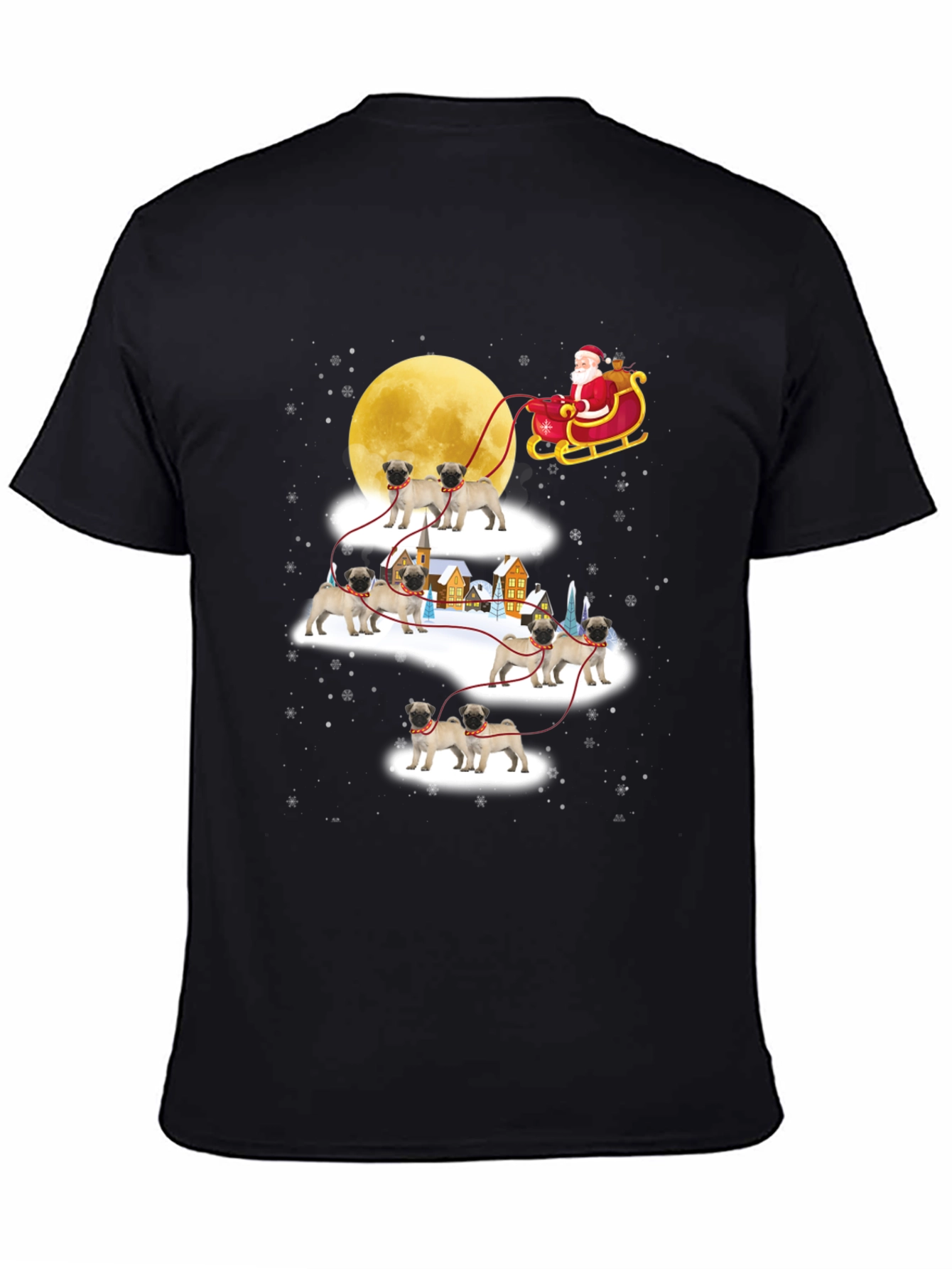 Christmas Pug Santa Sleigh T-Shirt