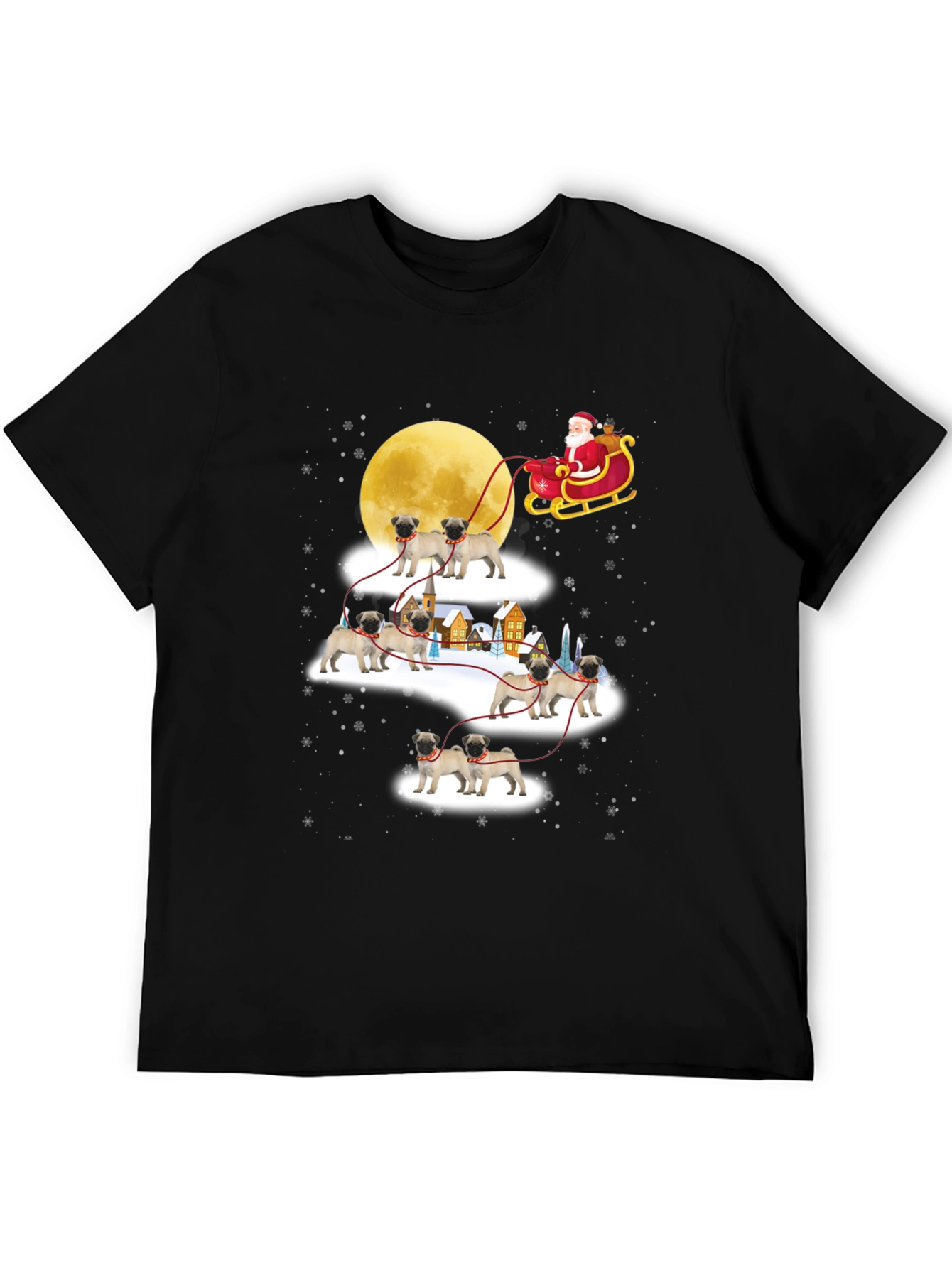 Christmas Pug Santa Sleigh T-Shirt