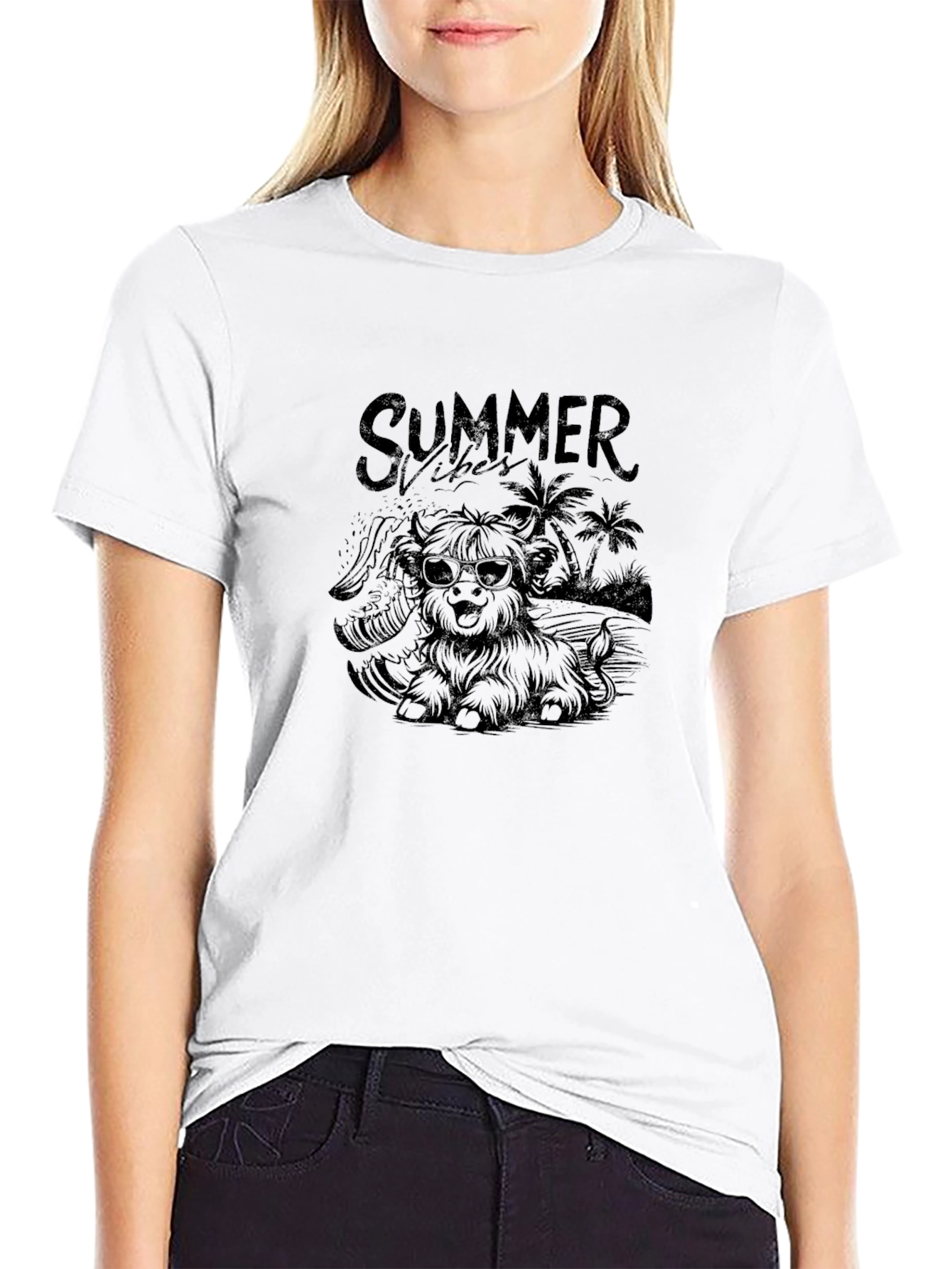 Summer Vibes Dog Graphic Tee - Black