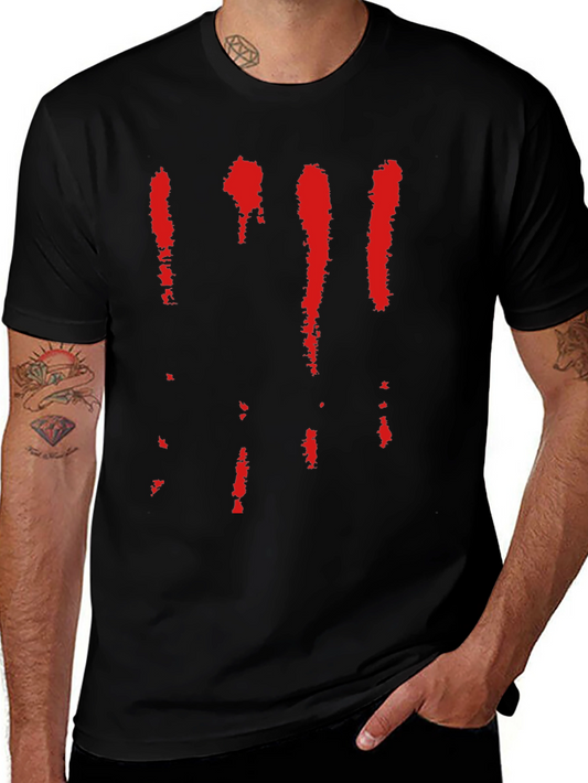 Bloody Stripe Graphic Tee - Mens Black Cotton T-Shirt