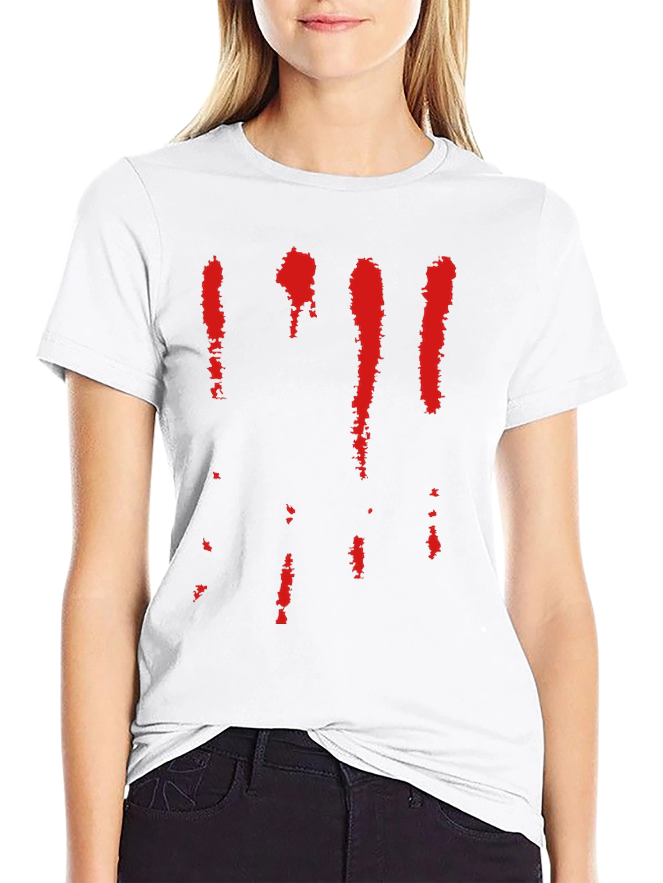 Bloody Stripe Graphic Tee - Mens Black Cotton T-Shirt