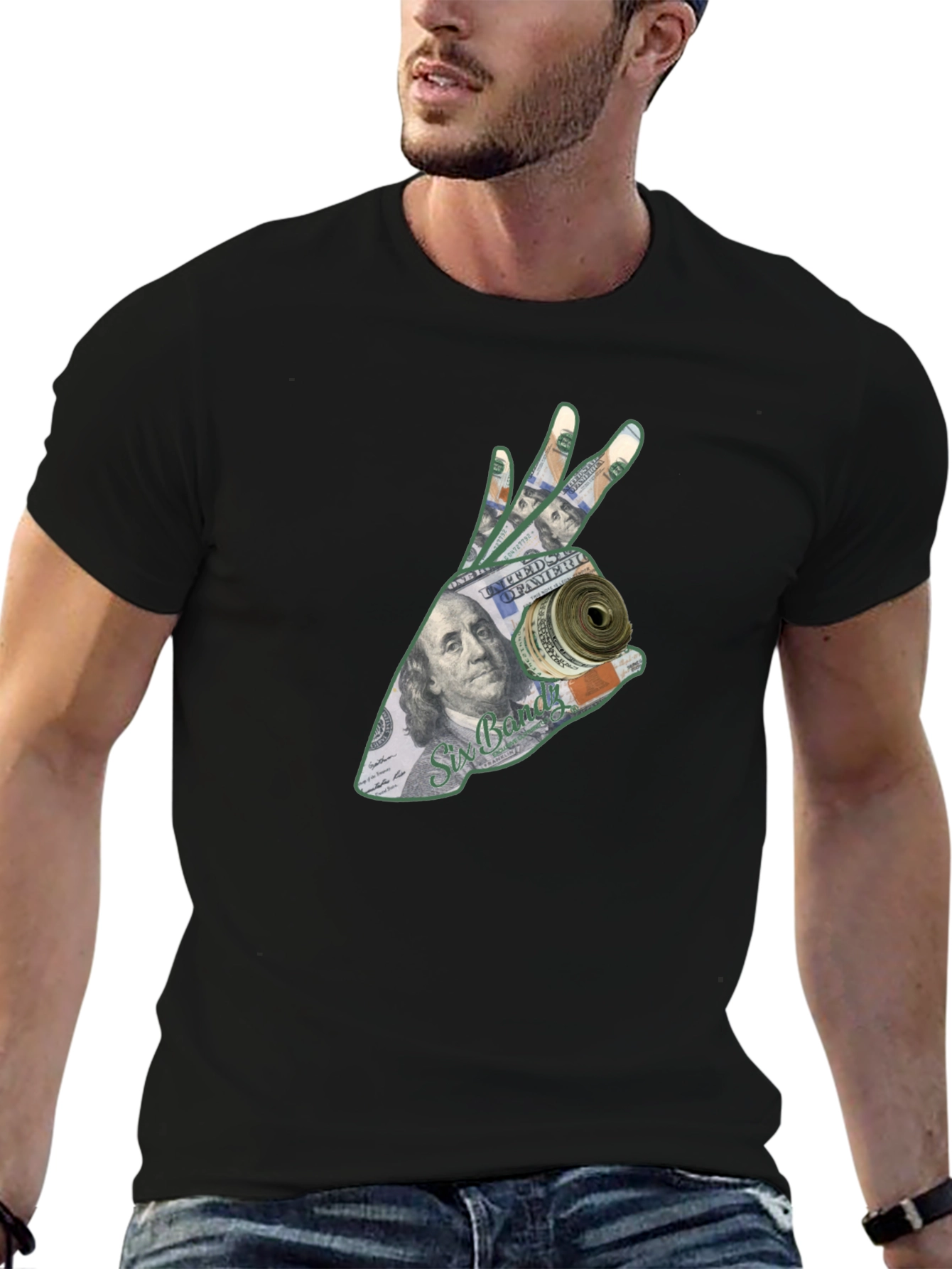 Money Hand Graphic T-Shirt - Black