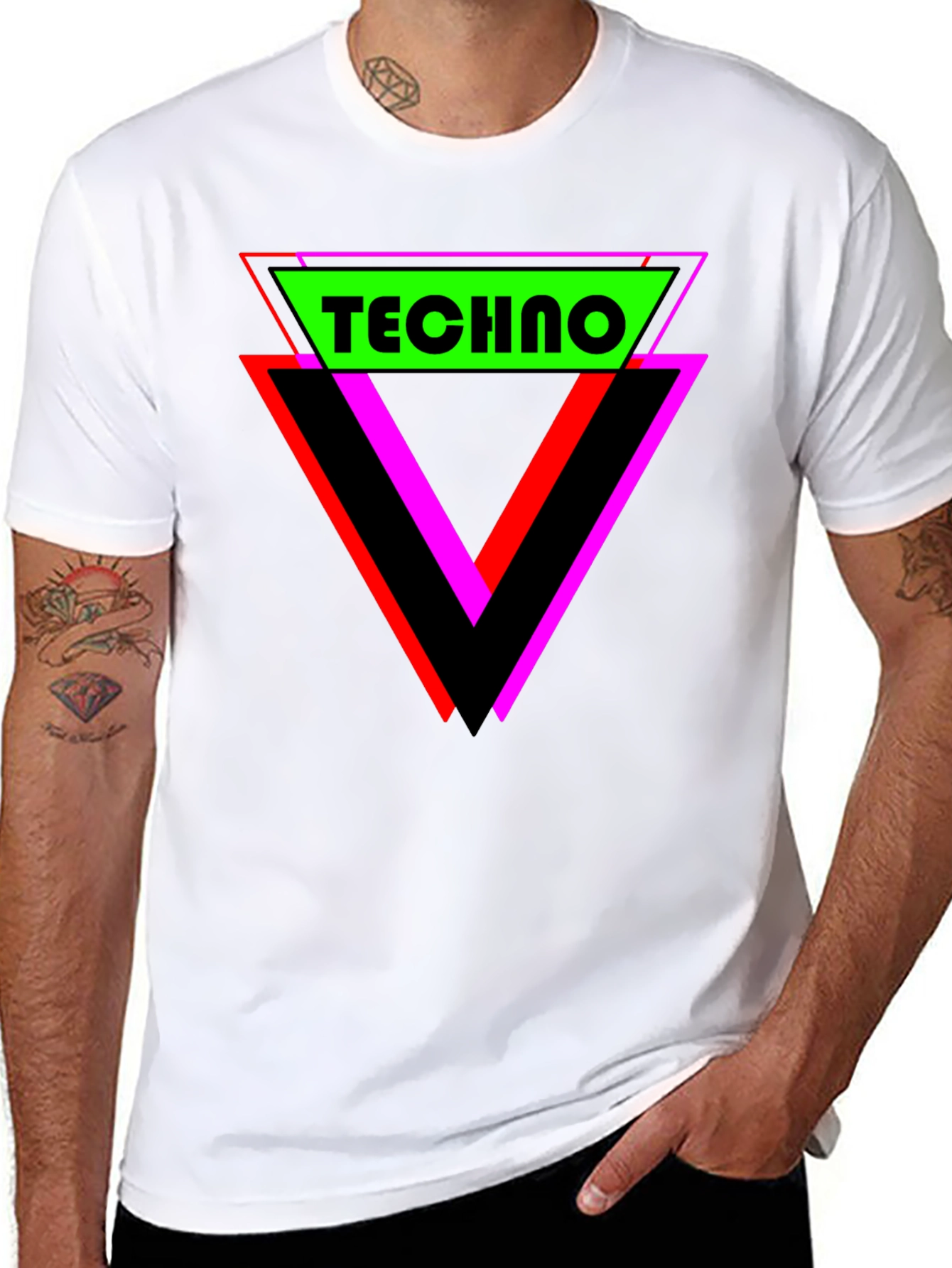 Retro Techno Graphic T-Shirt - Black
