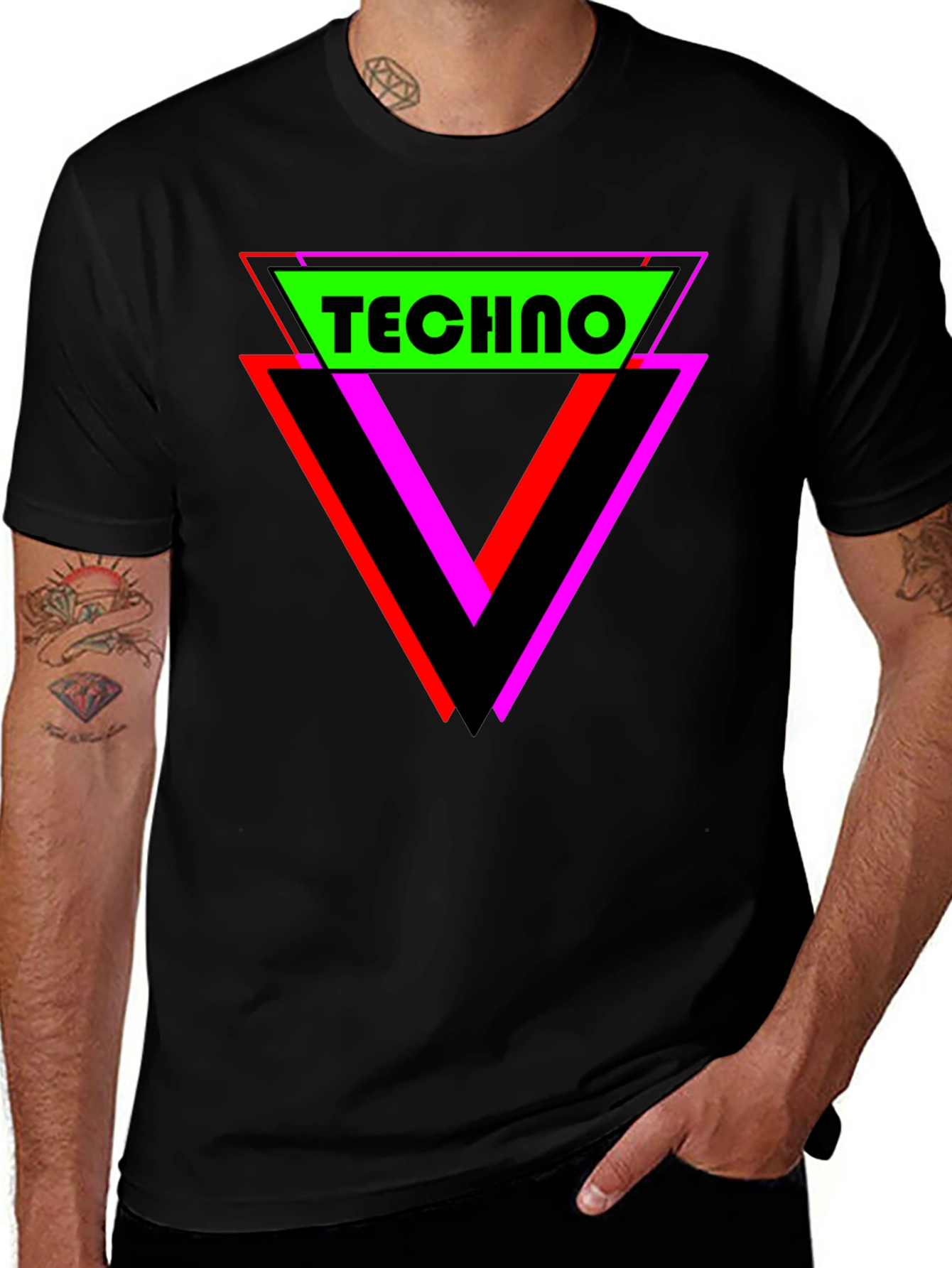 Retro Techno Graphic T-Shirt - Black