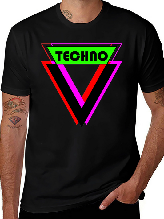 Retro Techno Graphic T-Shirt - Black