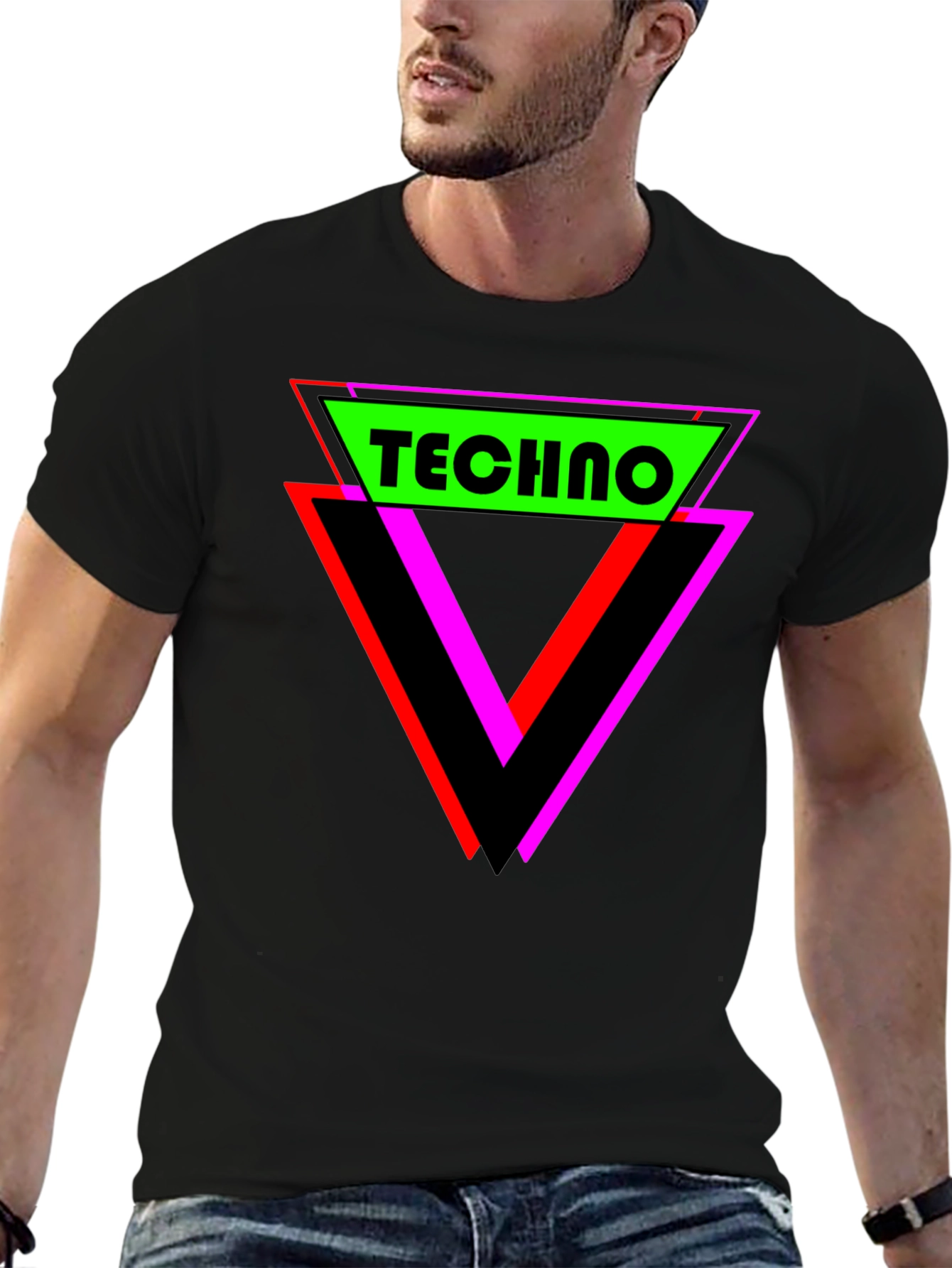 Retro Techno Graphic T-Shirt - Black