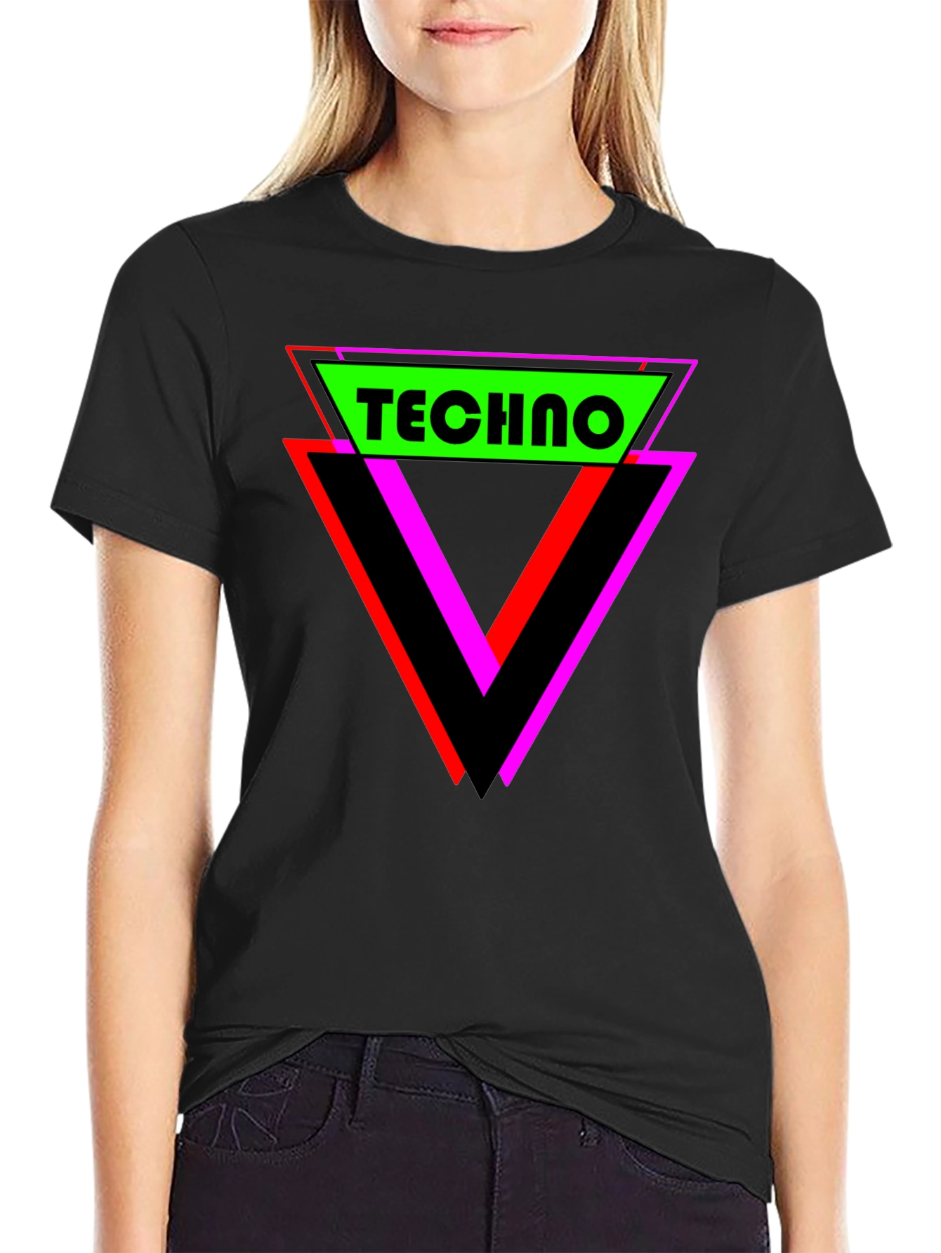 Retro Techno Graphic T-Shirt - Black