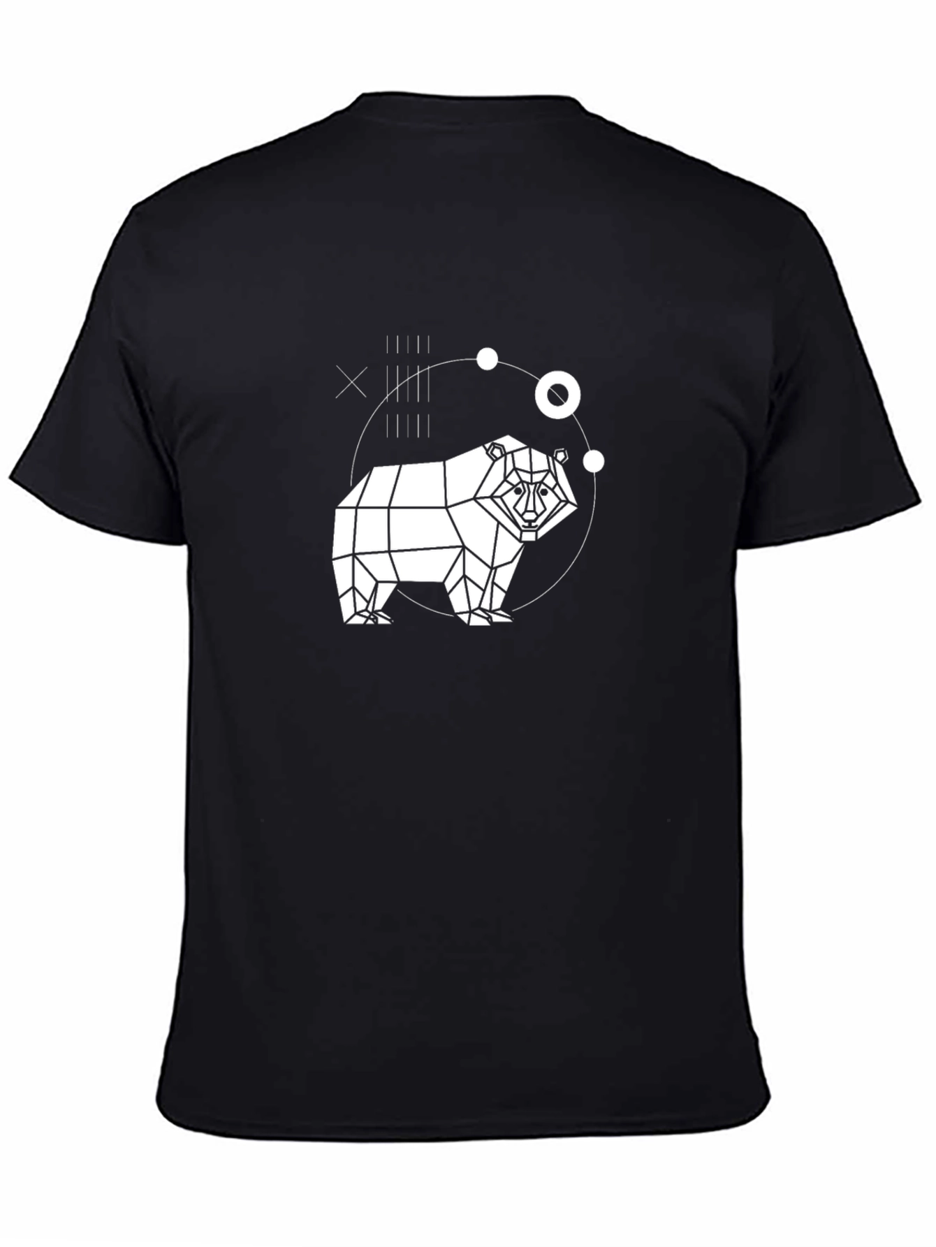 Geometric Bear Graphic Black T-Shirt