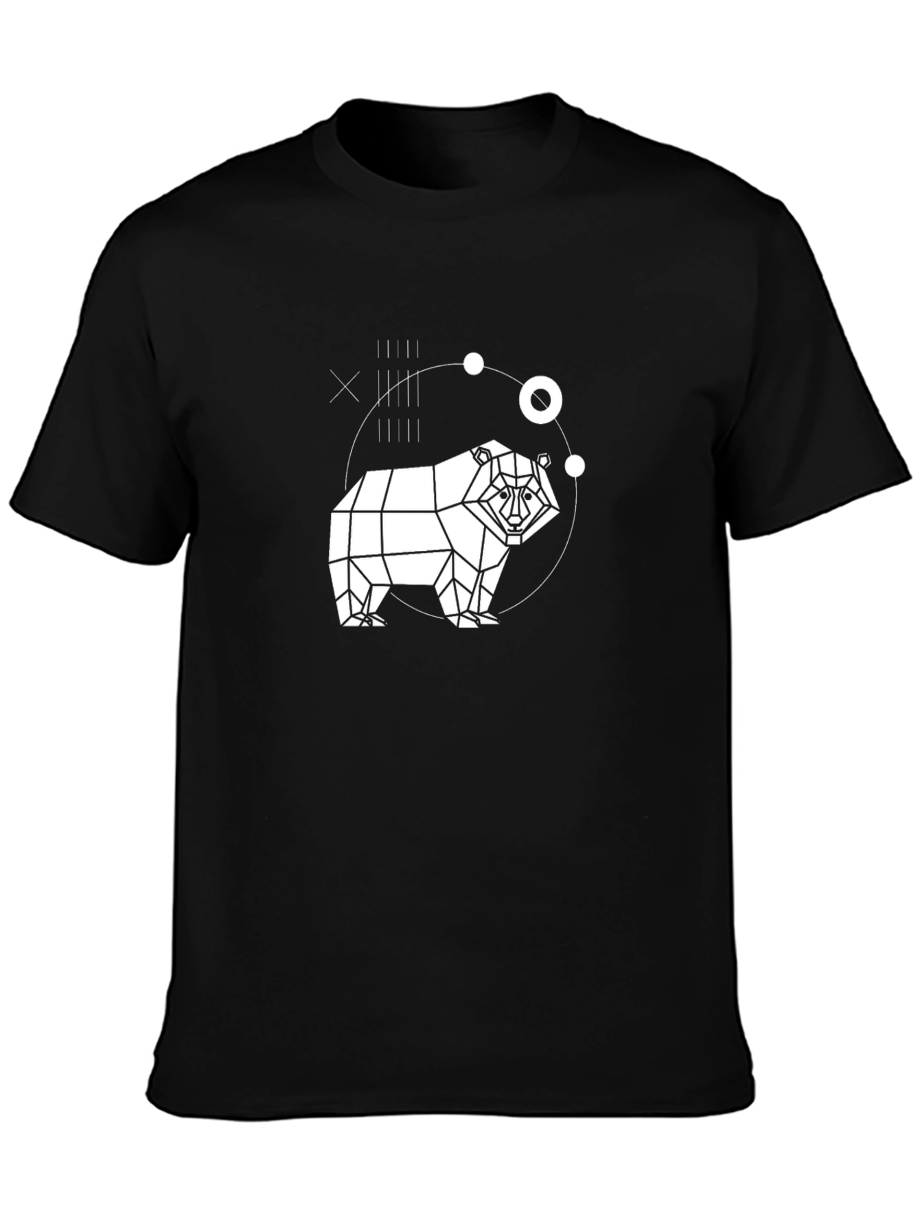 Geometric Bear Graphic Black T-Shirt