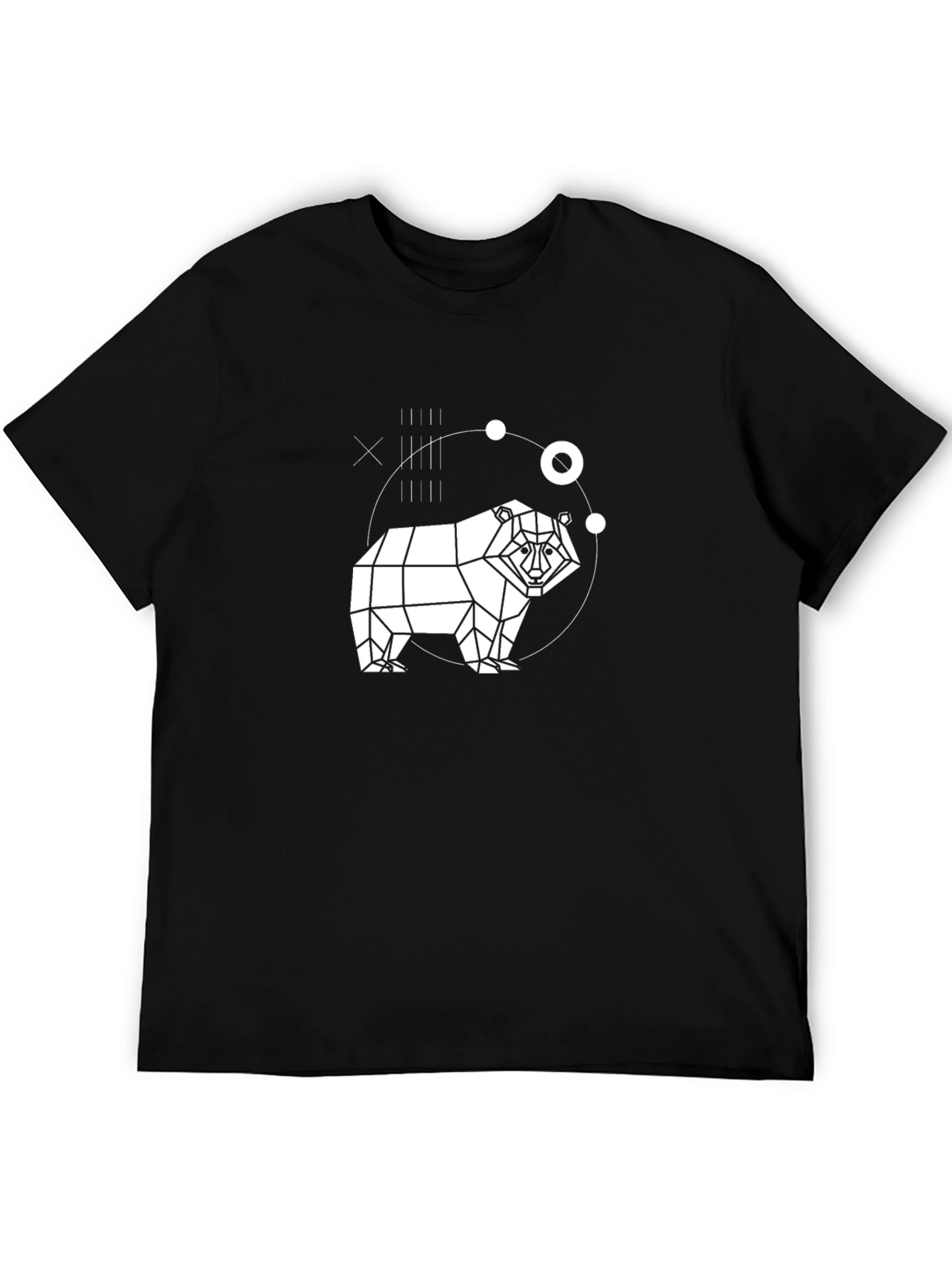 Geometric Bear Graphic Black T-Shirt