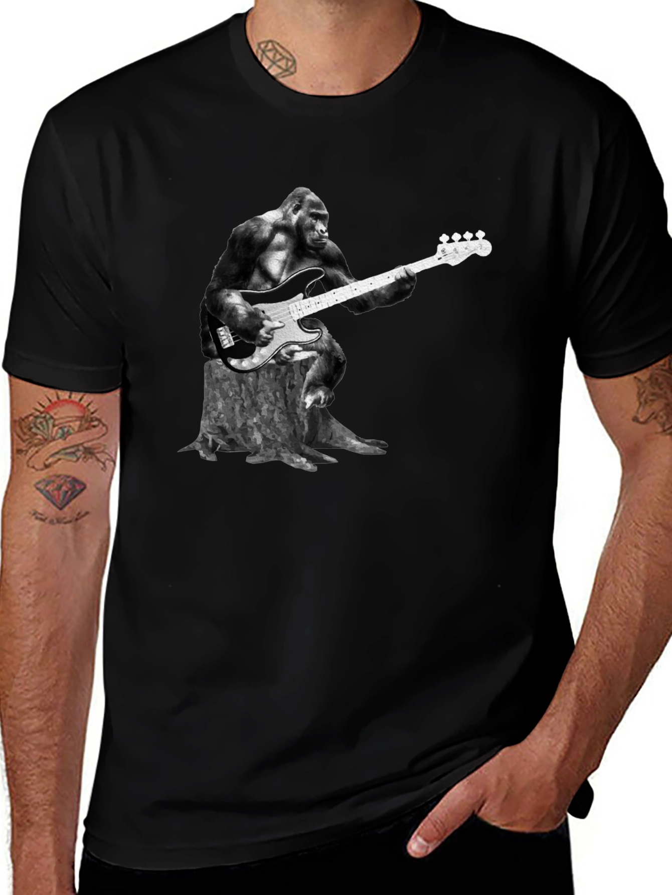 Gorilla Guitarist Graphic Tee - Black T-Shirt
