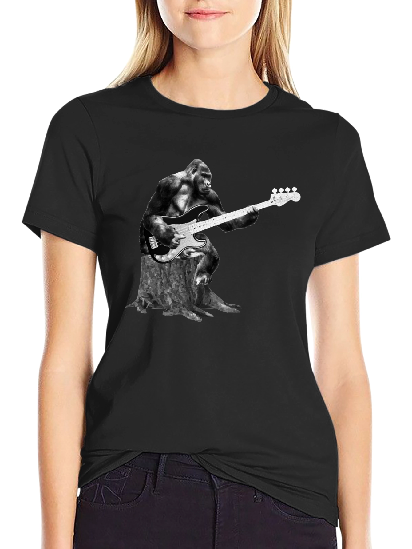Gorilla Guitarist Graphic Tee - Black T-Shirt