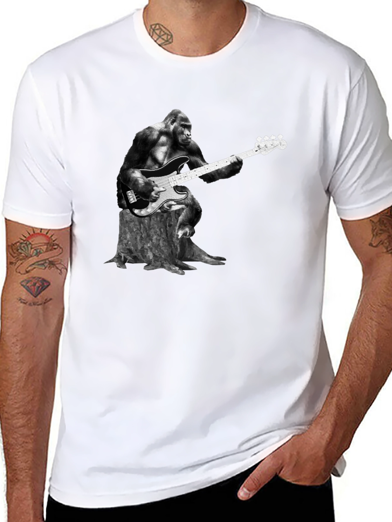 Gorilla Guitarist Graphic Tee - Black T-Shirt