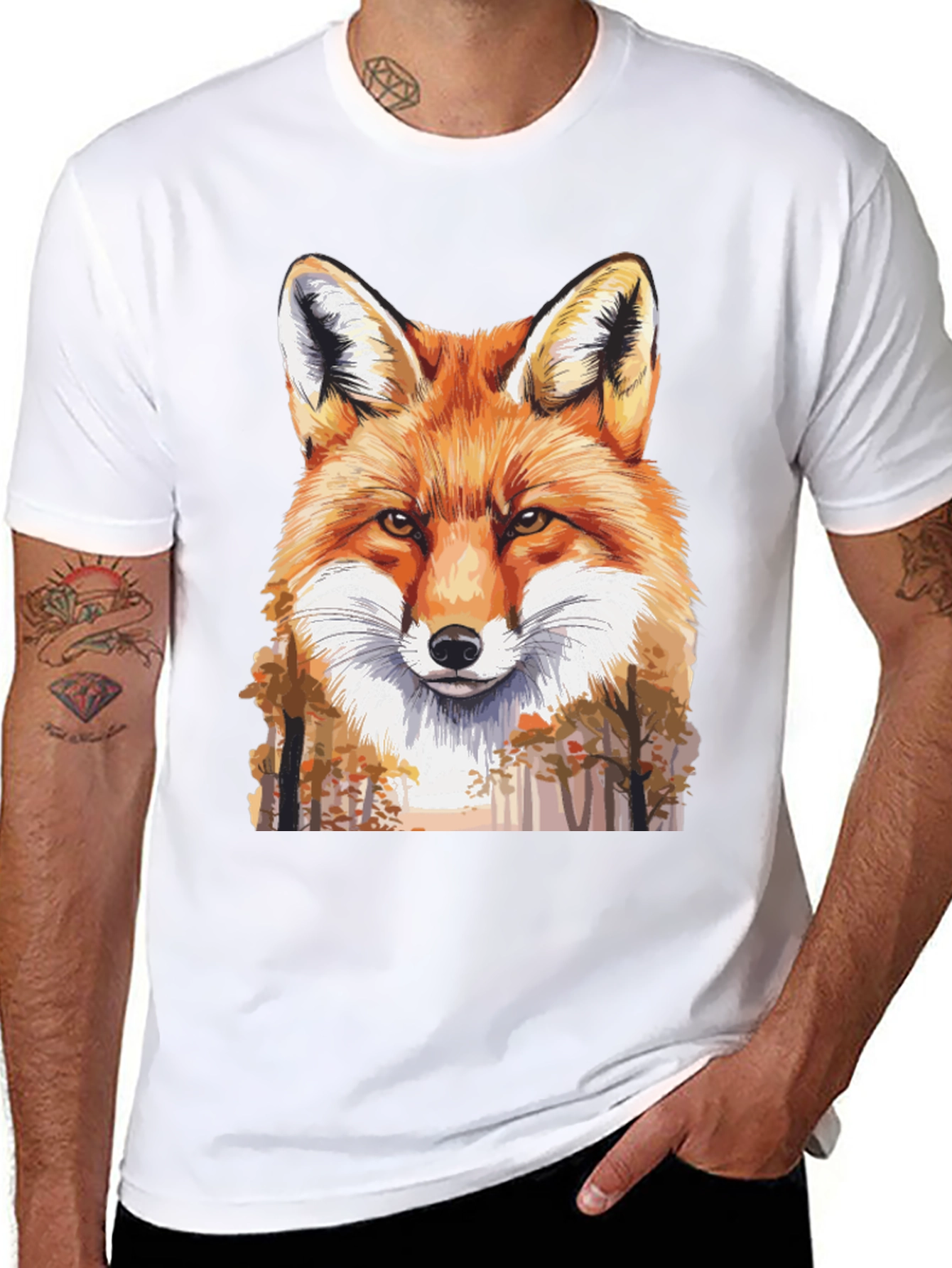 Fox Graphic Print Black T-Shirt