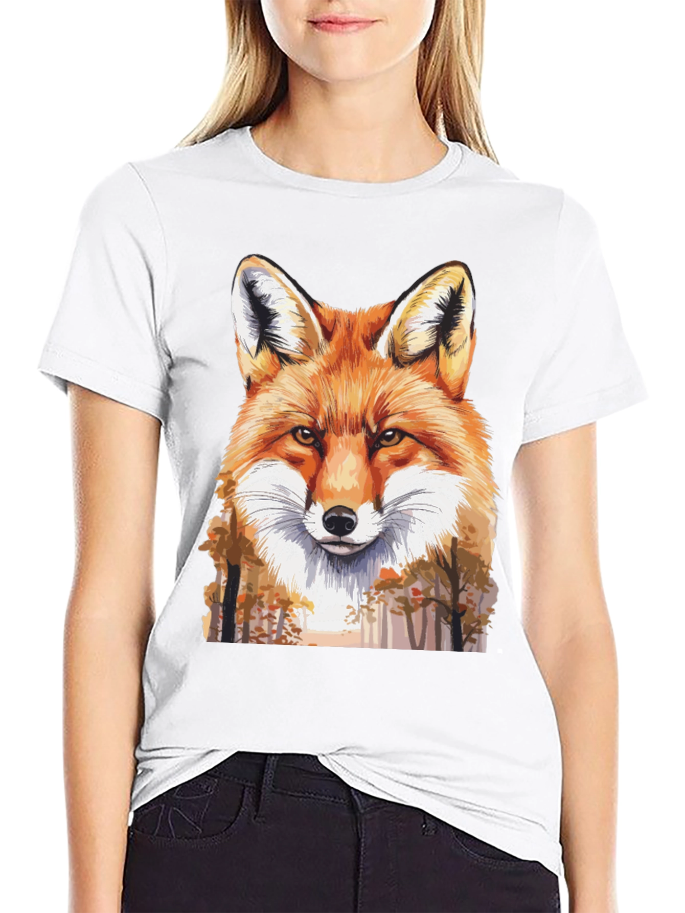 Fox Graphic Print Black T-Shirt