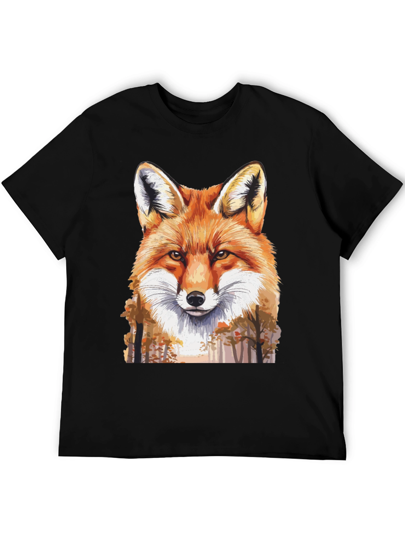 Fox Graphic Print Black T-Shirt