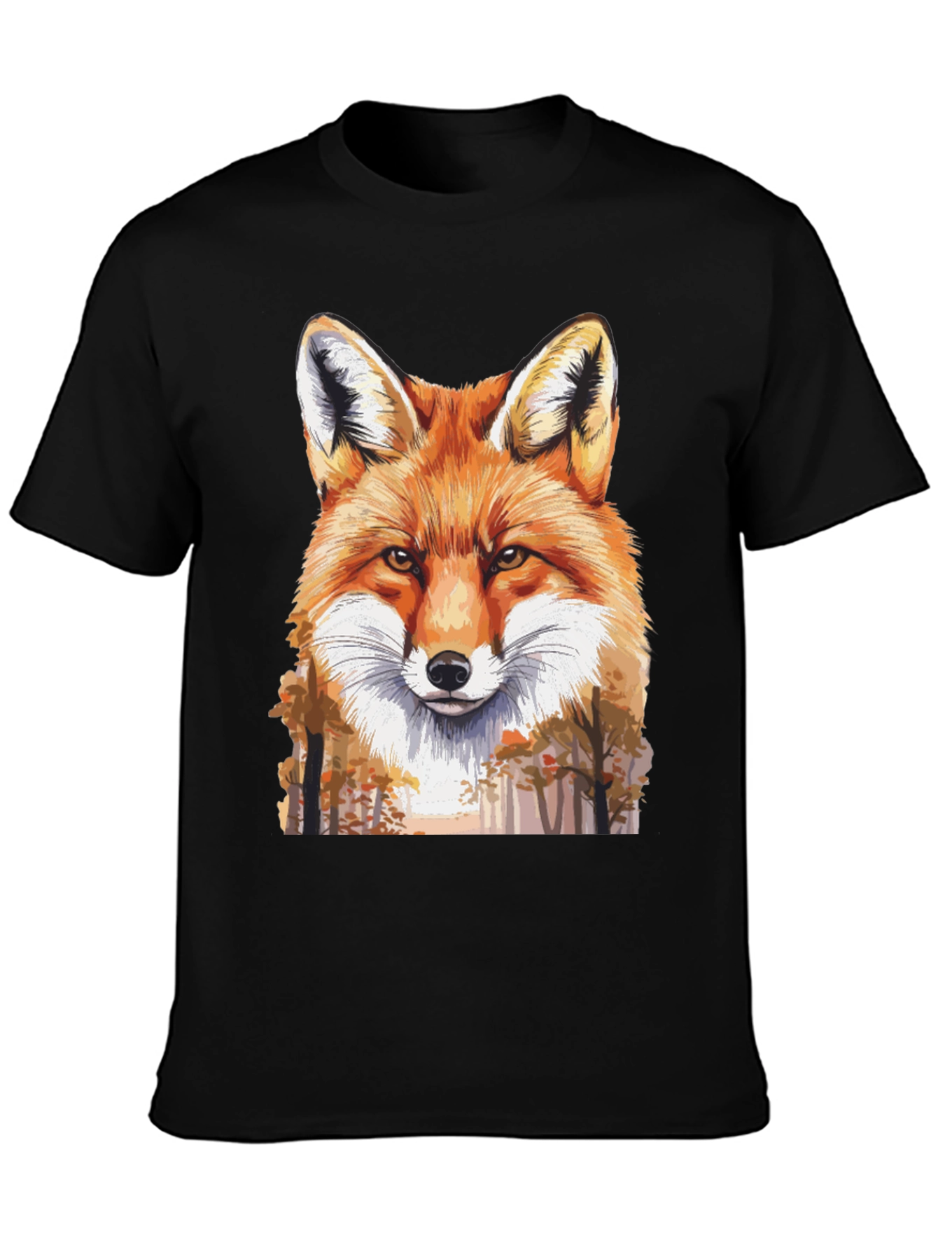 Fox Graphic Print Black T-Shirt