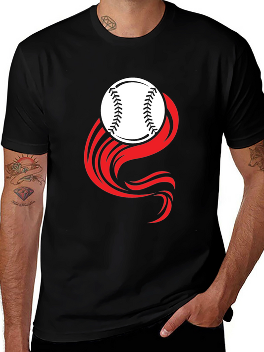 Baseball Graphic Tee - Black Cotton Blend