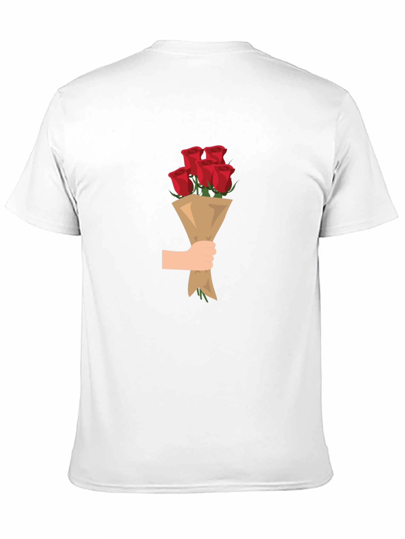 Black T-Shirt with Roses Bouquet Graphic