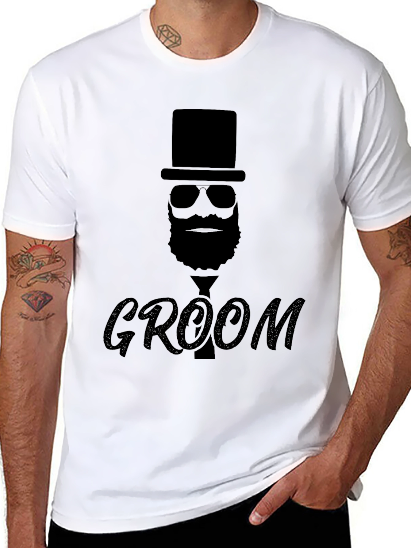 Groom Top Hat Bearded Man T-Shirt