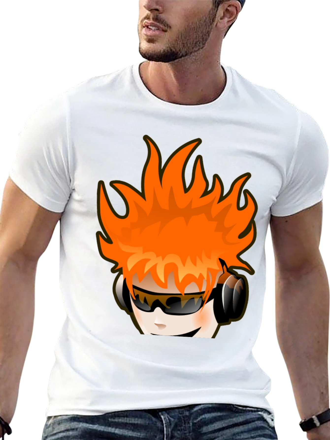 Fun Cartoon Head Black Graphic Tee