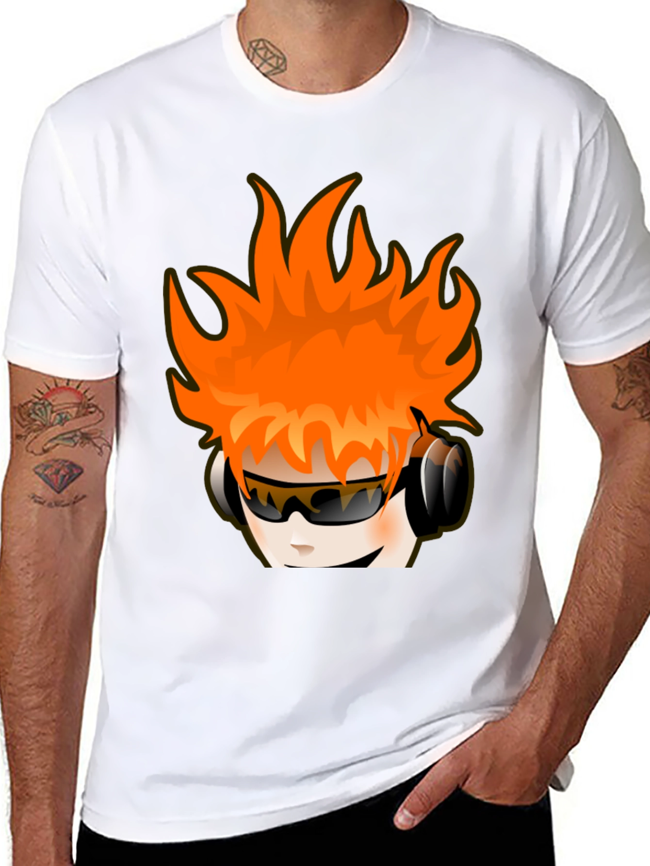 Fun Cartoon Head Black Graphic Tee