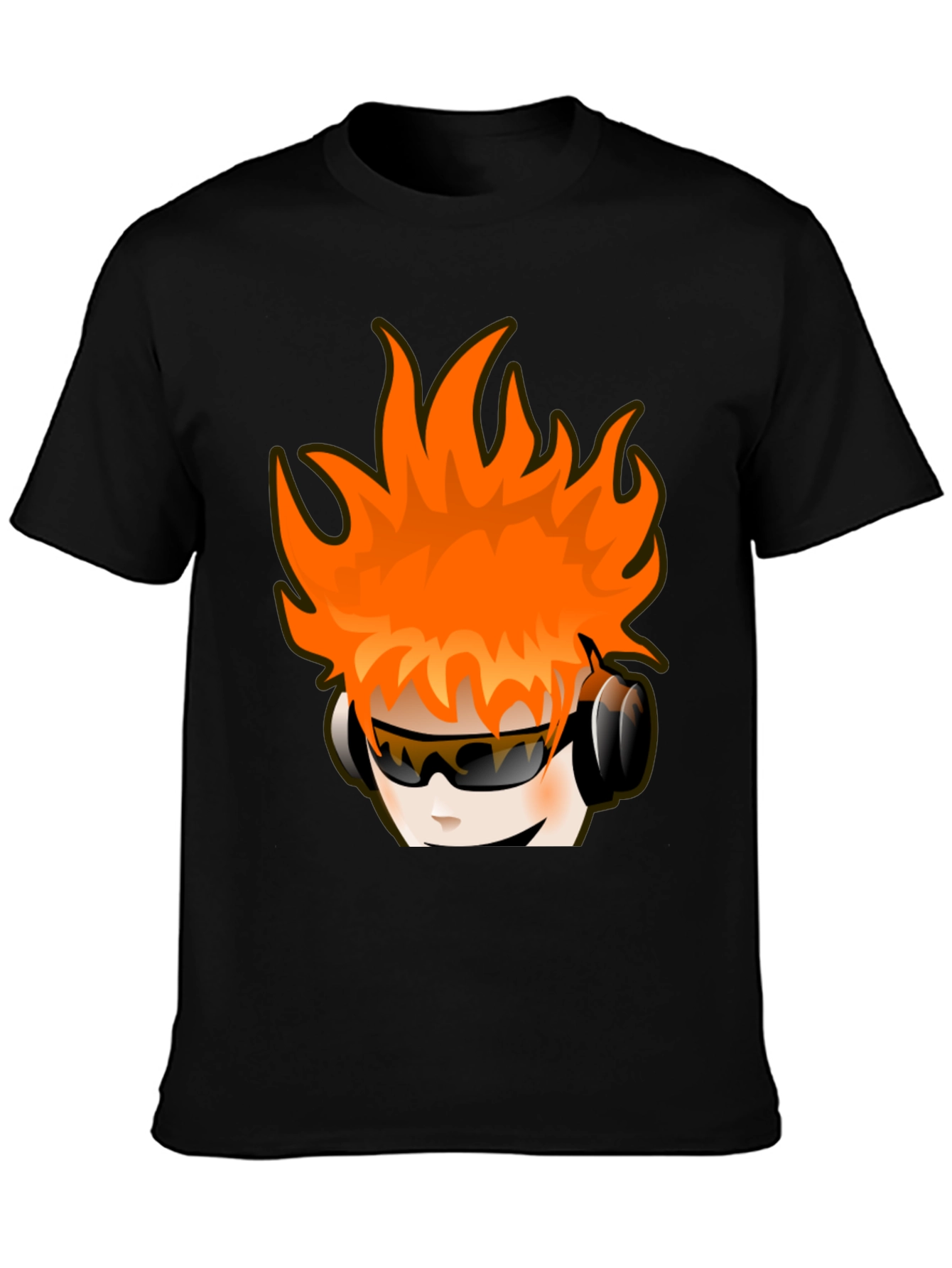 Fun Cartoon Head Black Graphic Tee