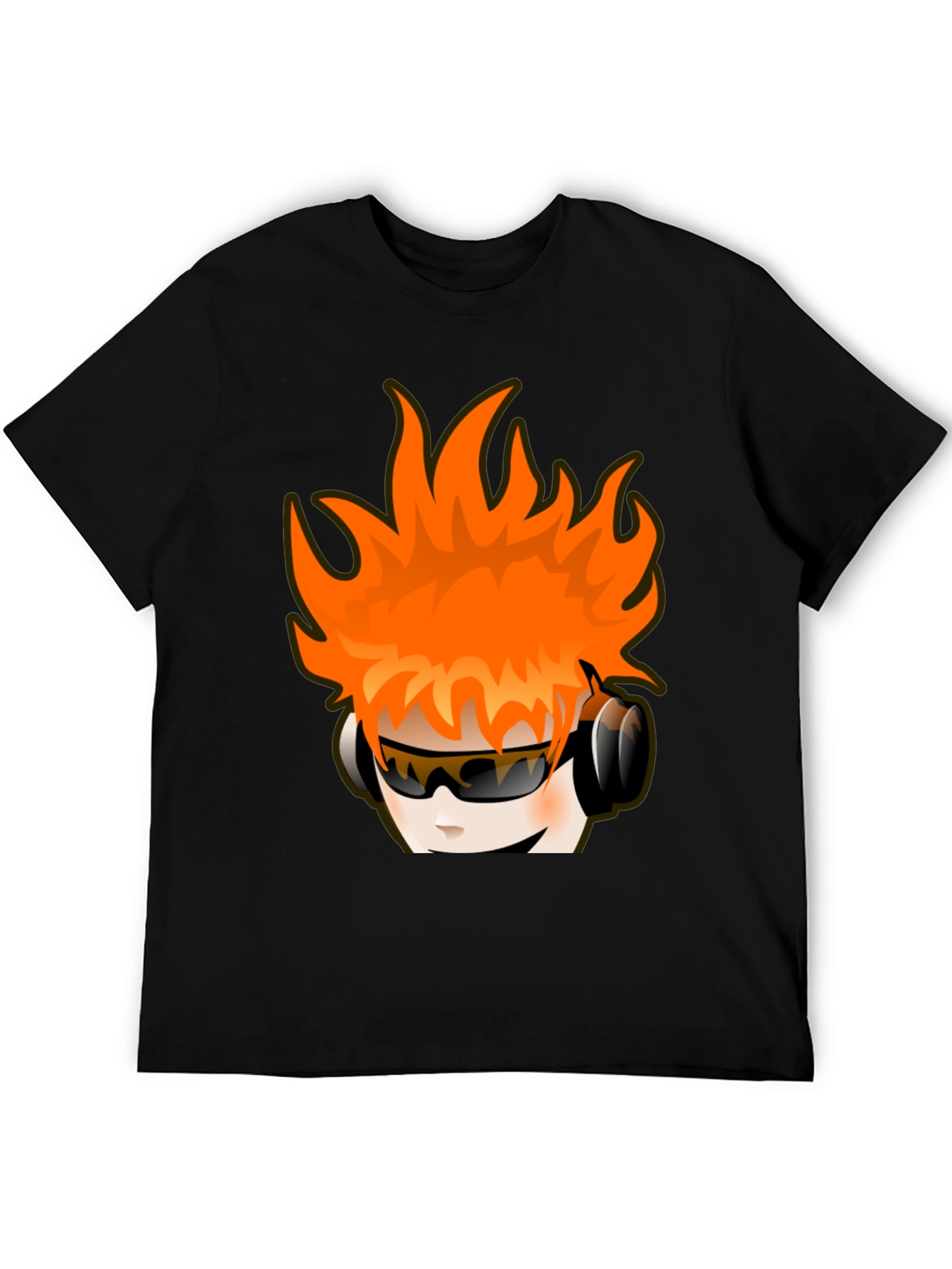 Fun Cartoon Head Black Graphic Tee