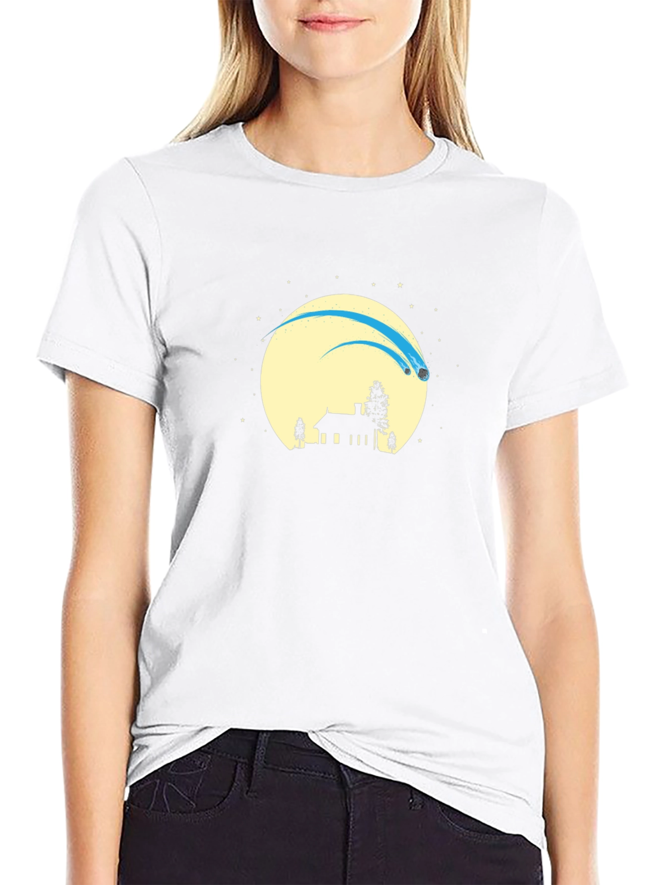 Silhouette Comet Moon Black T-Shirt