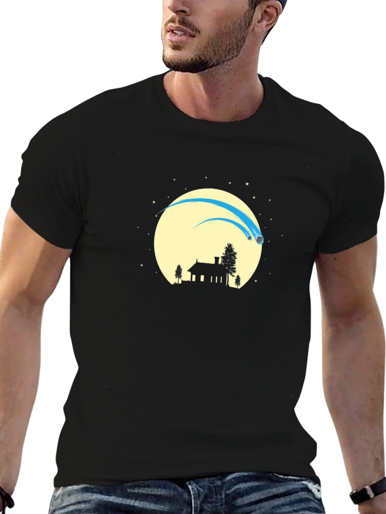 Silhouette Comet Moon Black T-Shirt
