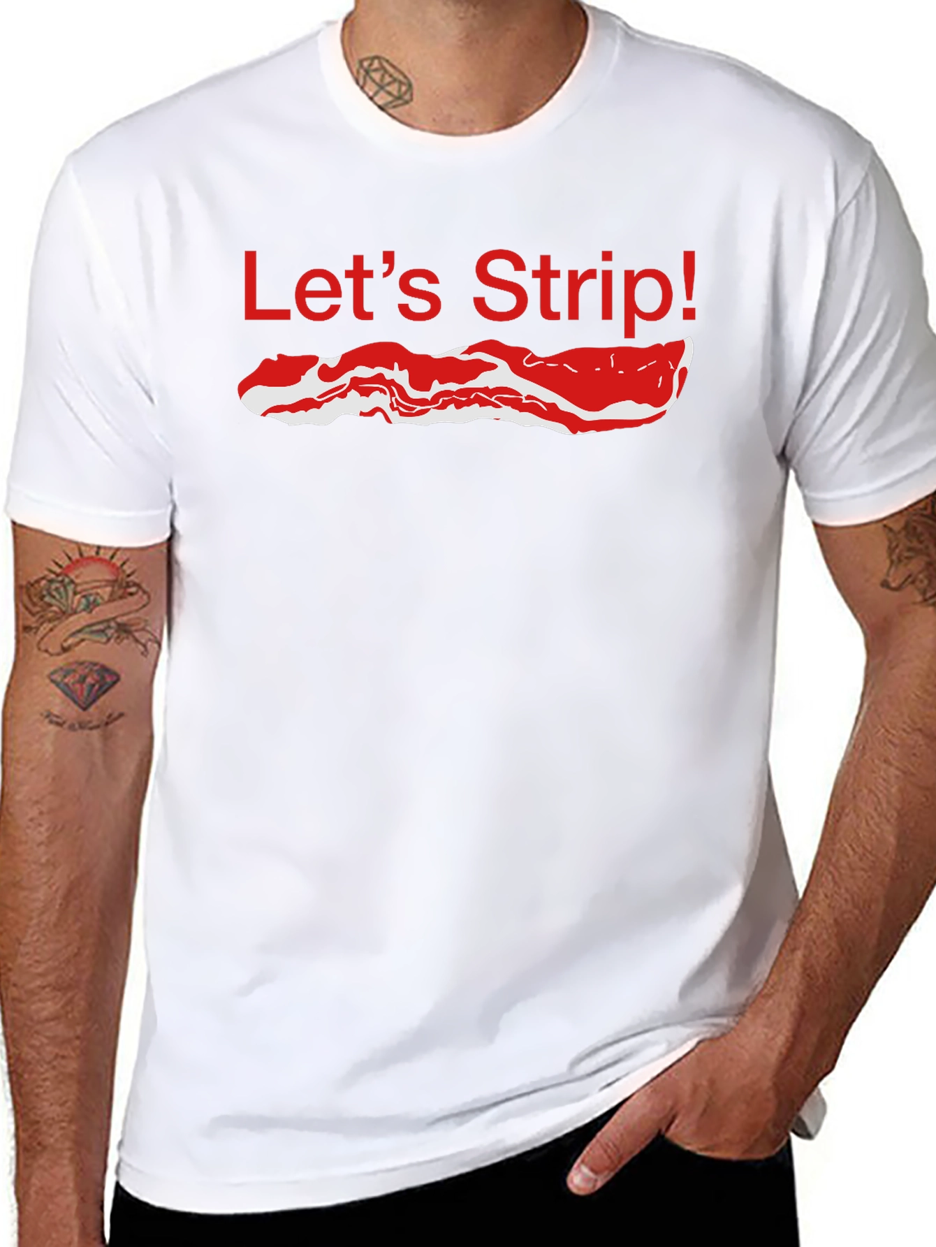 Lets Strip Bacon T-Shirt - Funny Foodie Tee